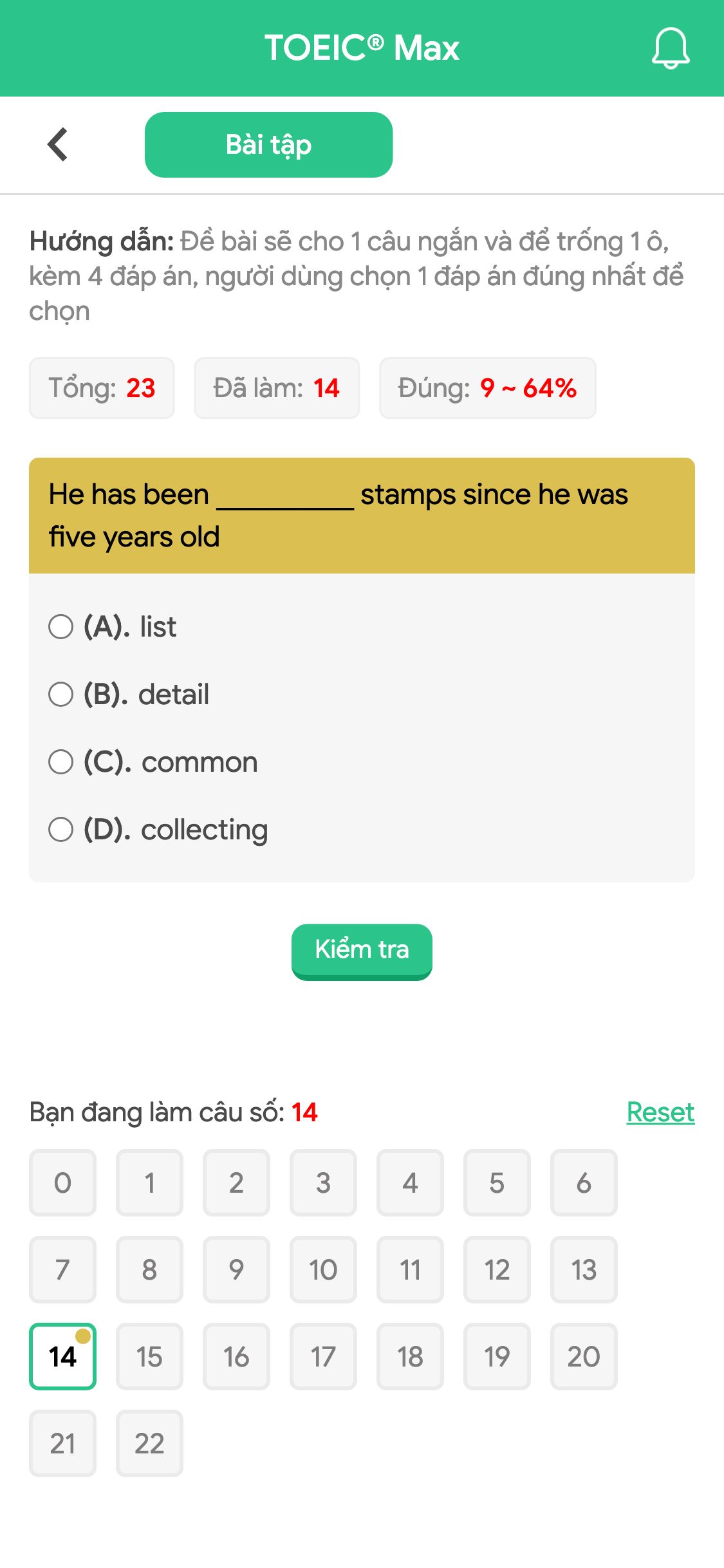 He has been __________ stamps since he was five years old