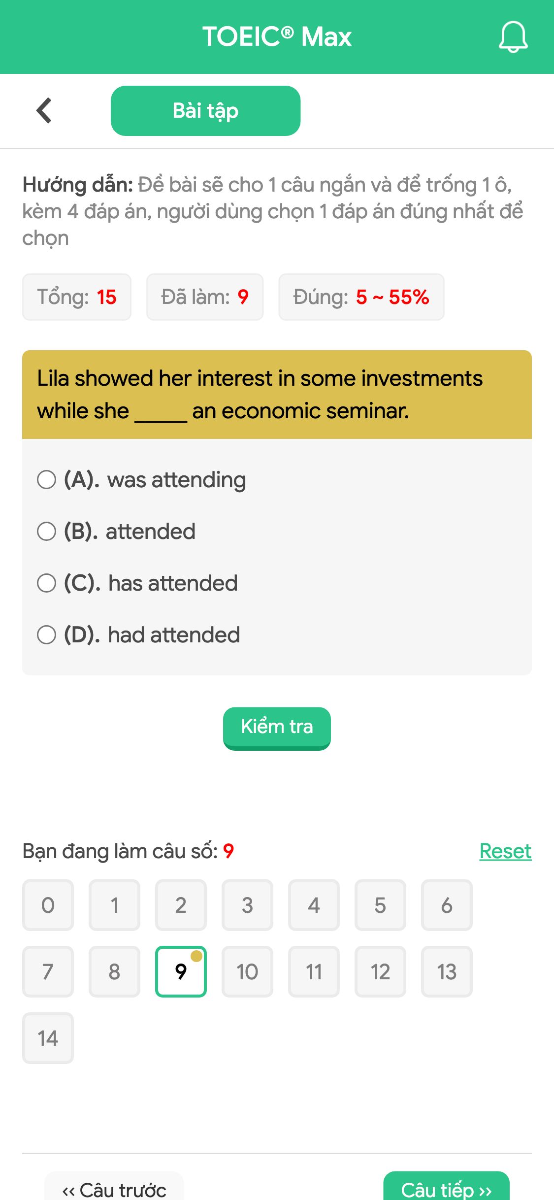Lila showed her interest in some investments while she _____ an economic seminar.