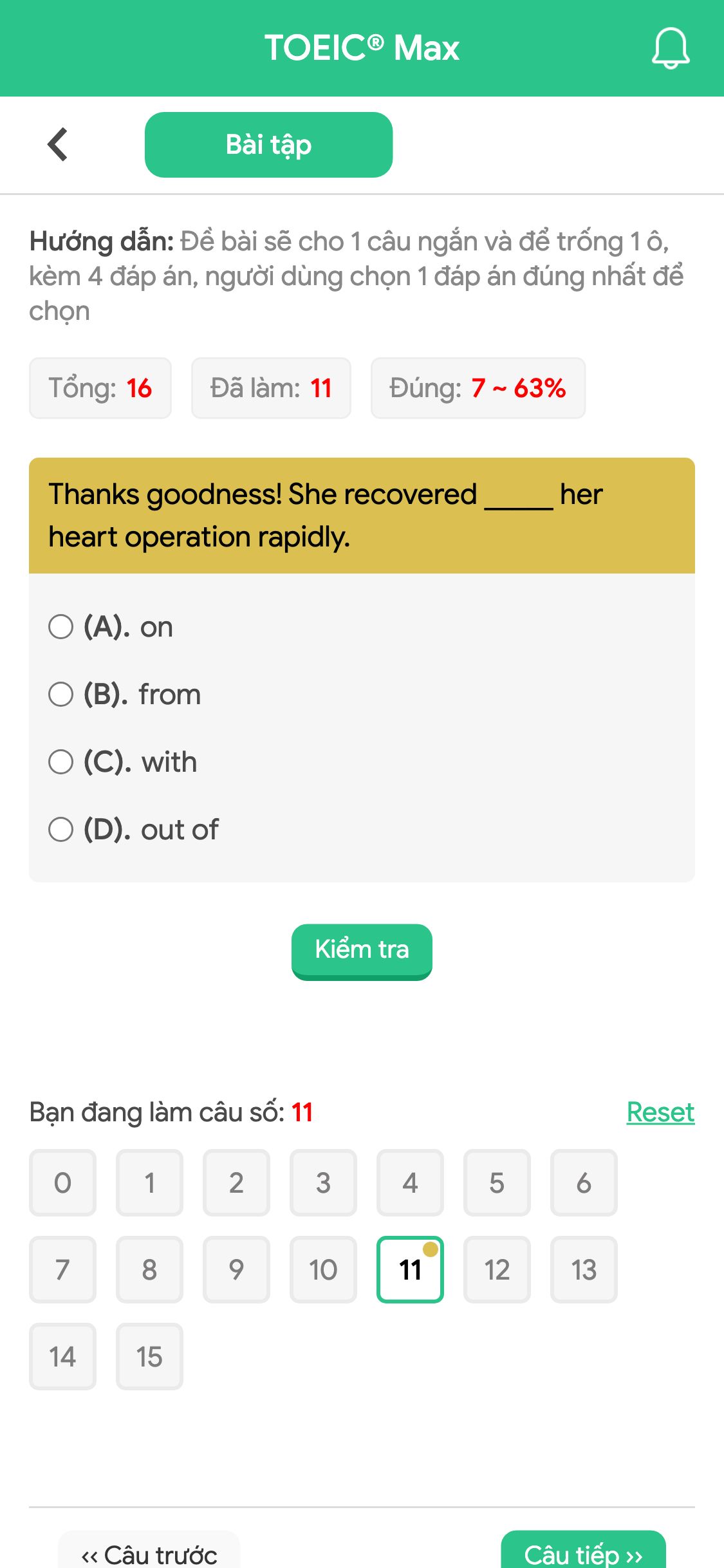Thanks goodness! She recovered _____ her heart operation rapidly.