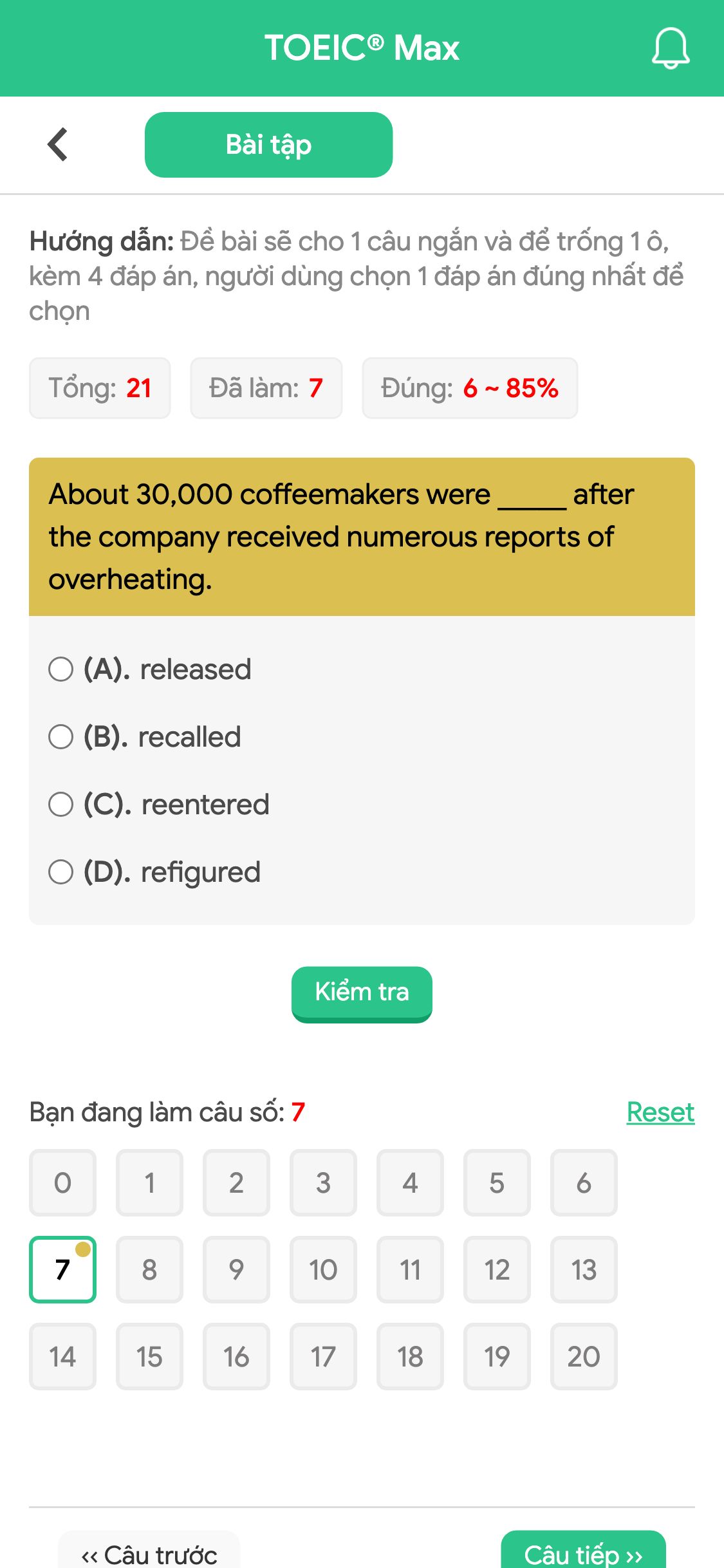 About 30,000 coffeemakers were _____ after the company received numerous reports of overheating.