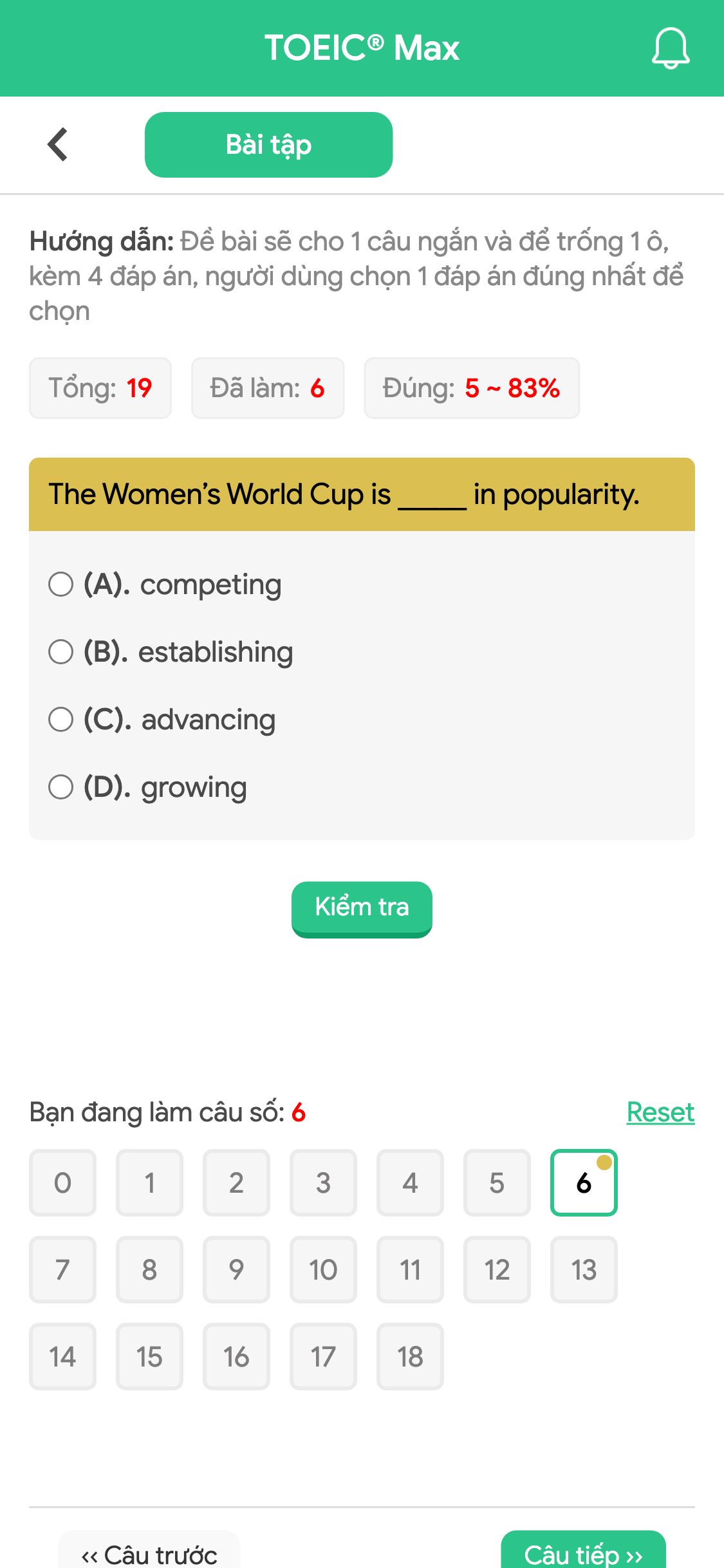 The Women’s World Cup is _____ in popularity.