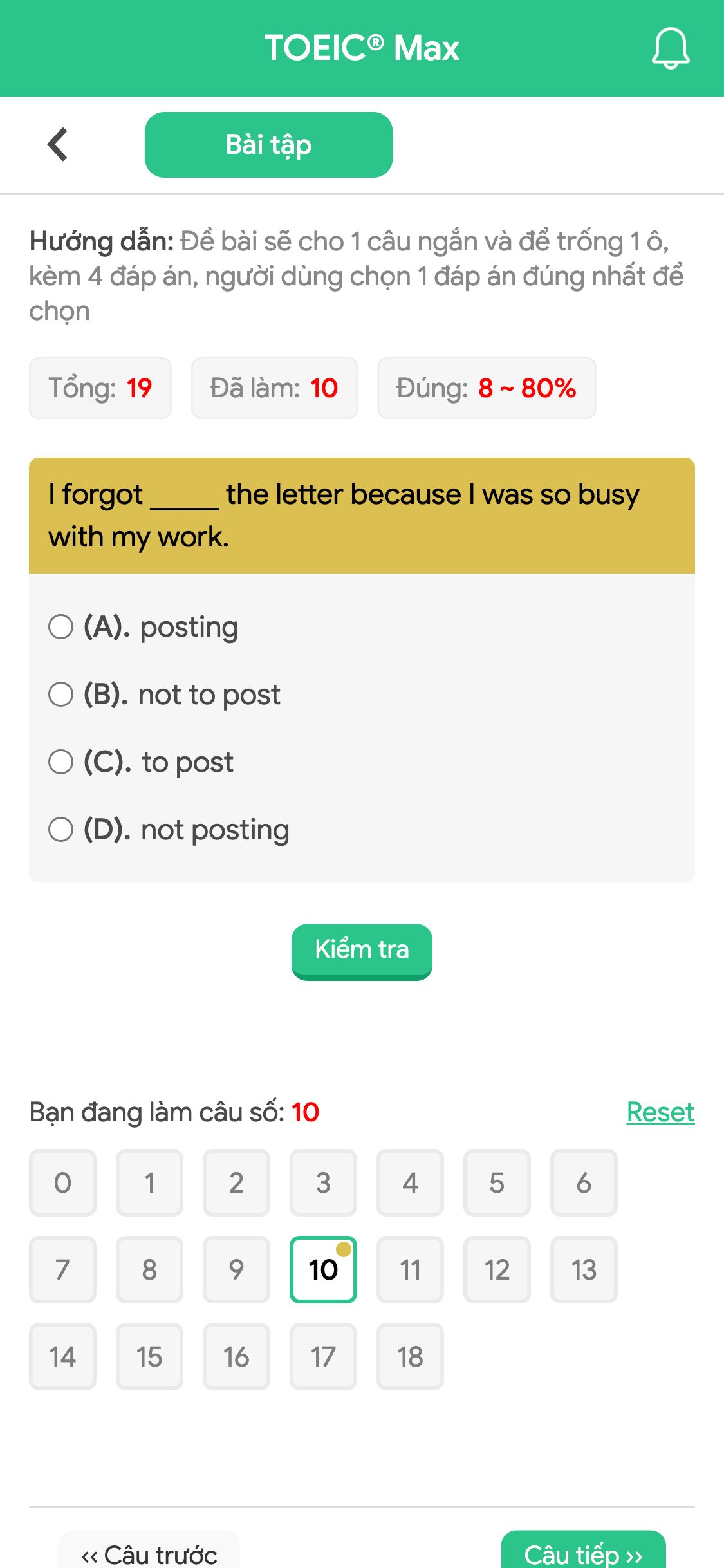 I forgot _____ the letter because I was so busy with my work.