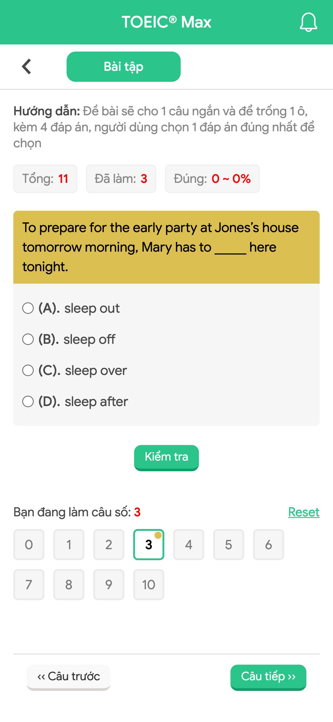 To prepare for the early party at Jones’s house tomorrow morning, Mary has to _____ here tonight.