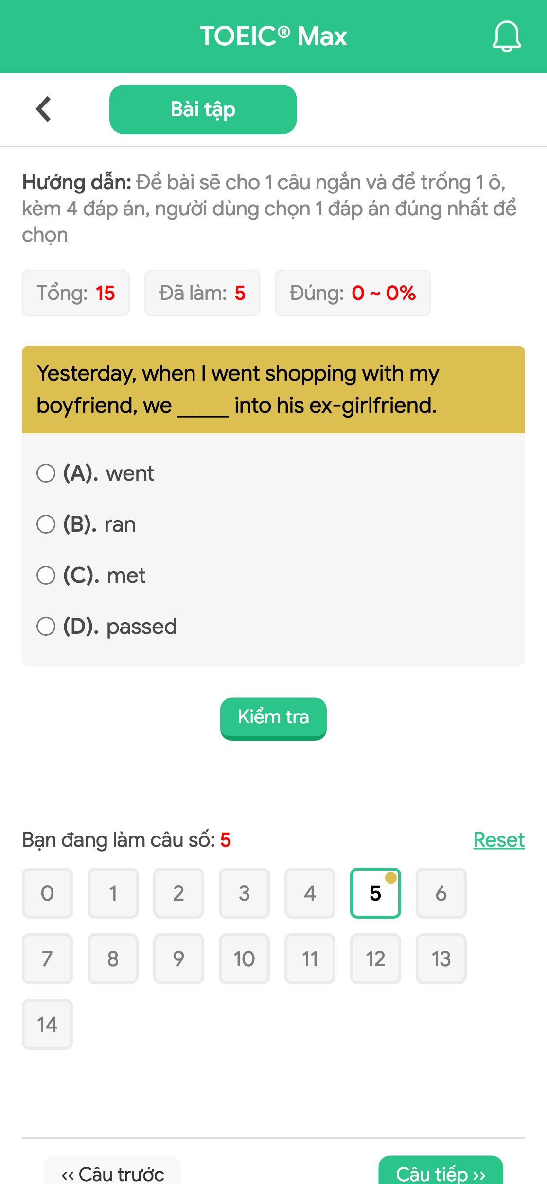 Yesterday, when I went shopping with my boyfriend, we _____ into his ex-girlfriend.