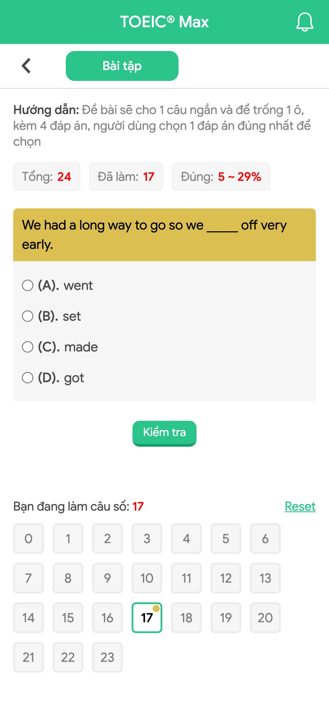 We had a long way to go so we _____ off very early.