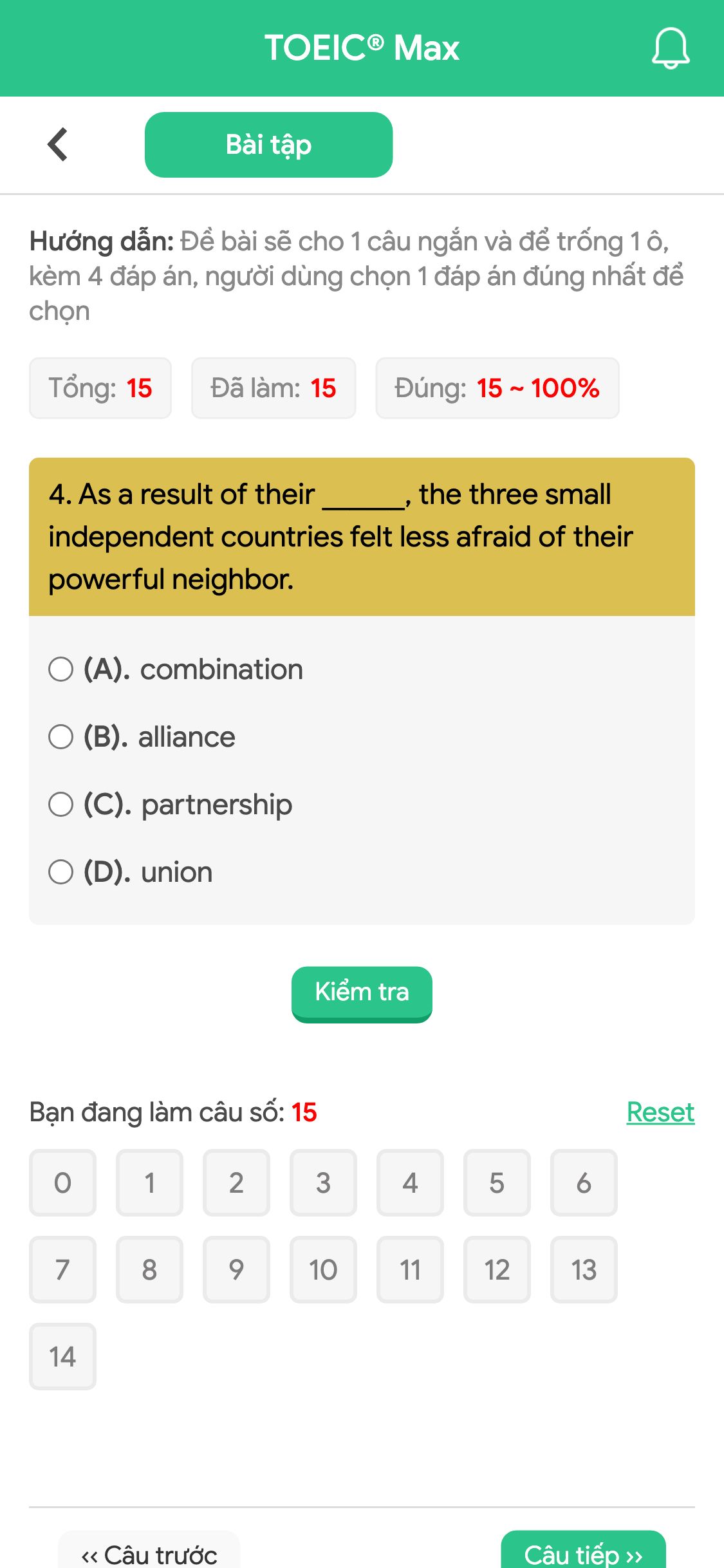 4. As a result of their ______, the three small independent countries felt less afraid of their powerful neighbor.