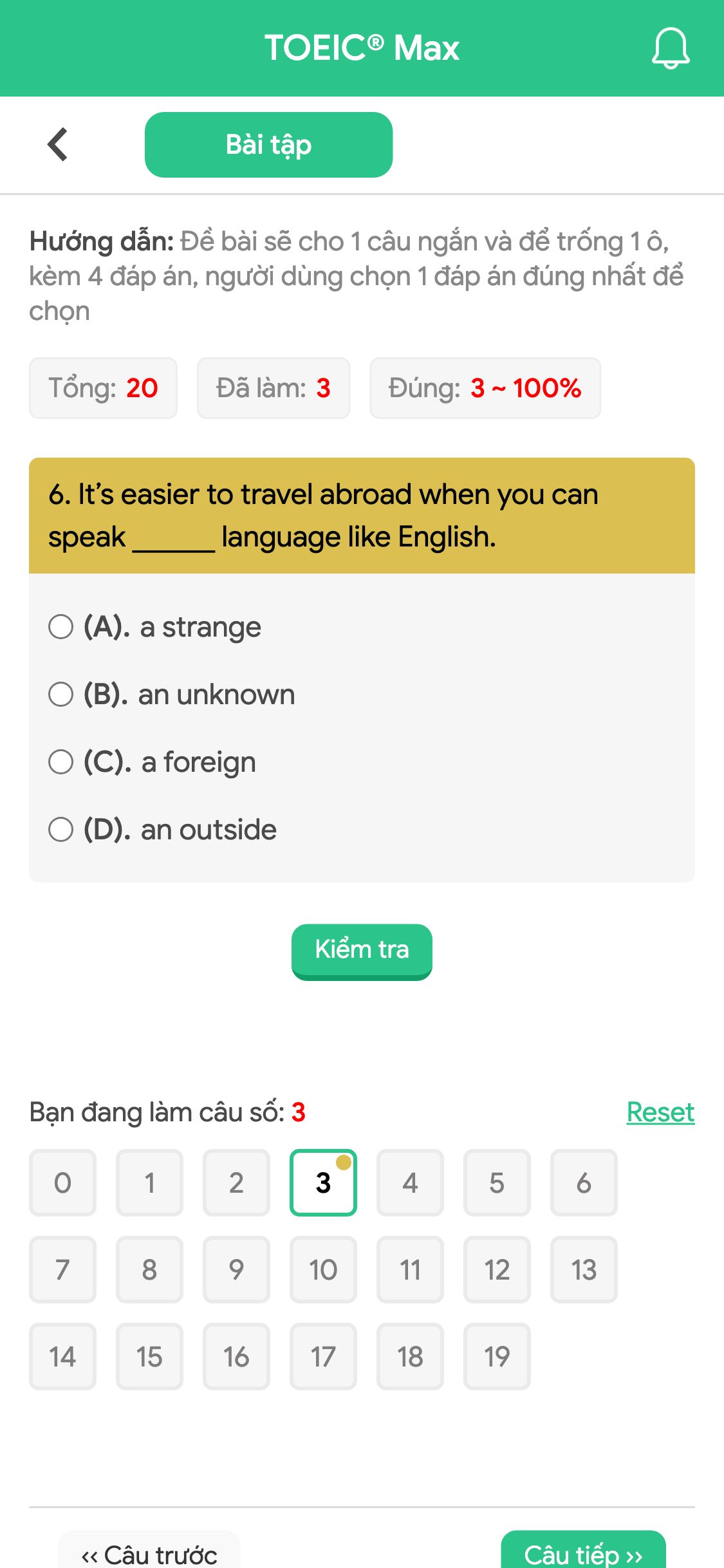 6. It’s easier to travel abroad when you can speak ______ language like English.