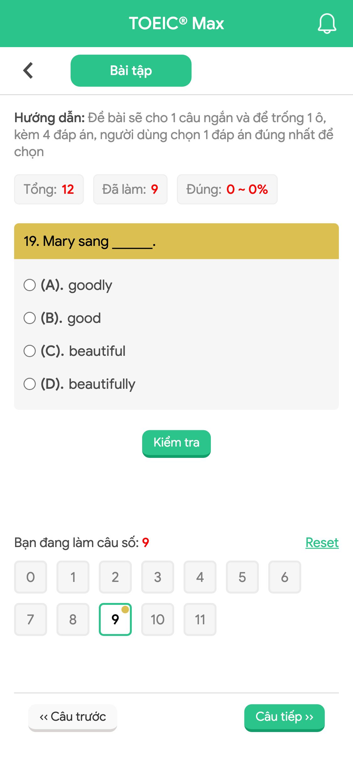 19. Mary sang  ______.
