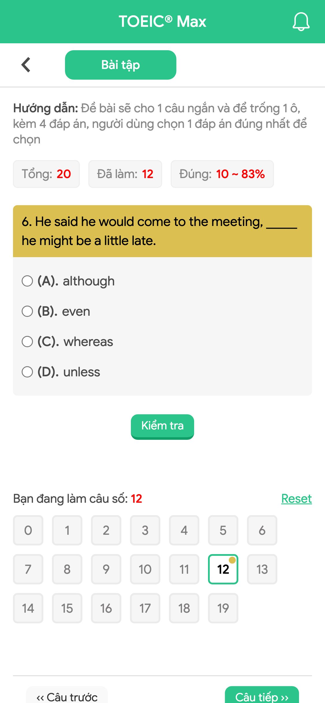 6. He said he would come to the meeting, _____ he might be a little late.