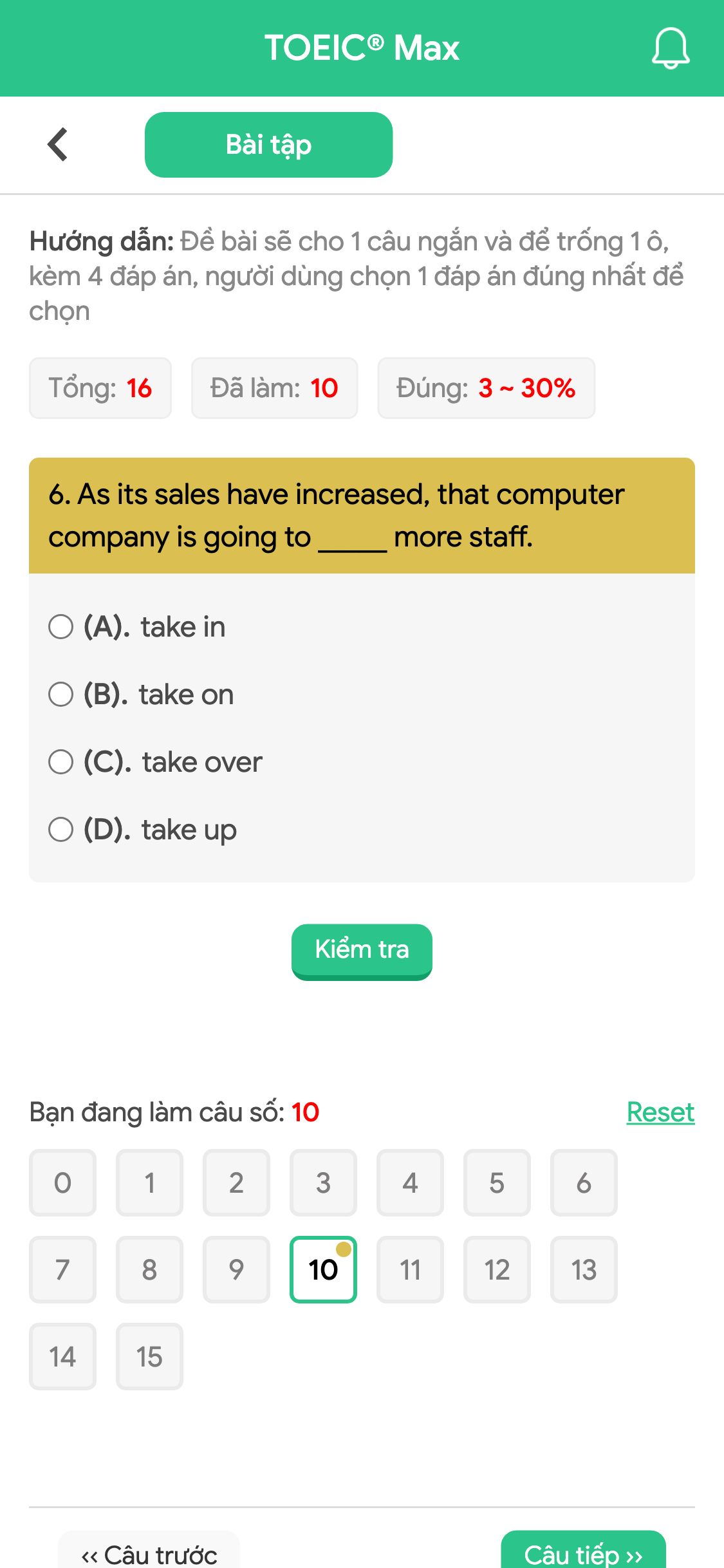 6. As its sales have increased, that computer company is going to _____ more staff.