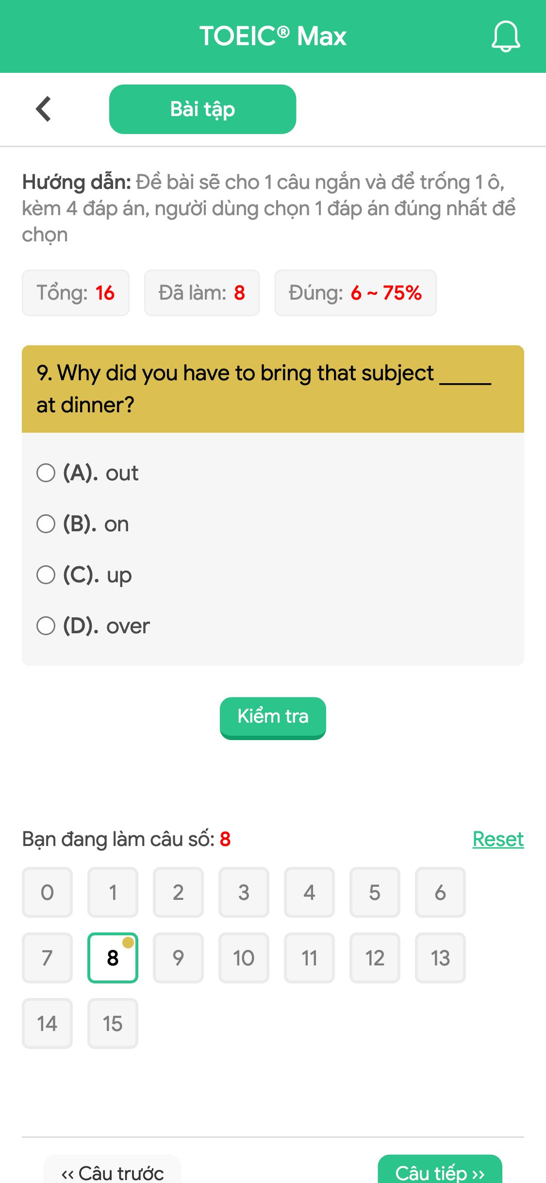 9. Why did you have to bring that subject _____ at dinner?