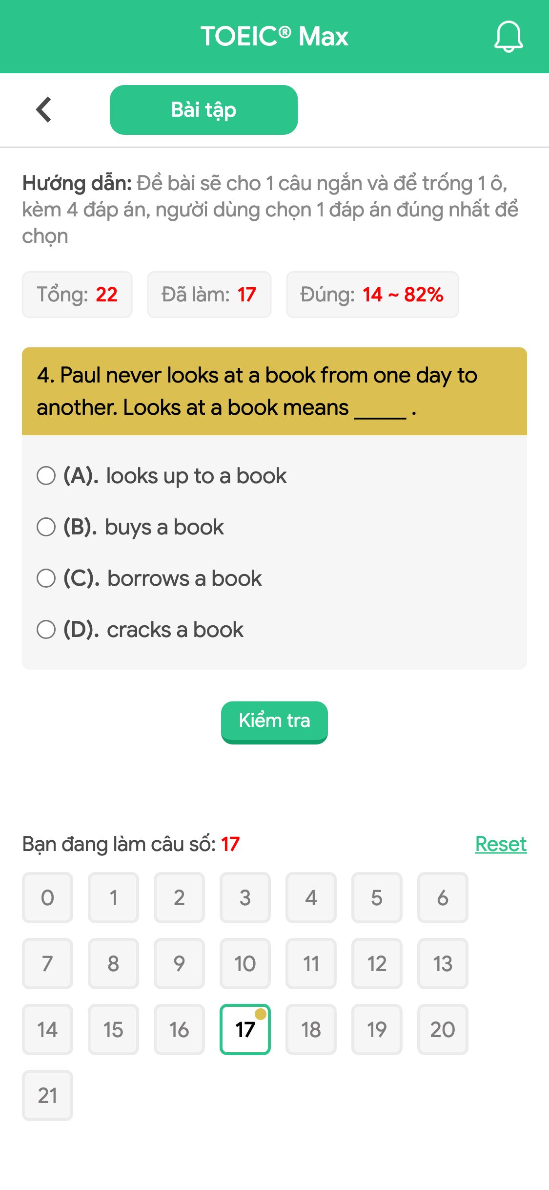 4. Paul never looks at a book from one day to another. Looks at a book means _____ .