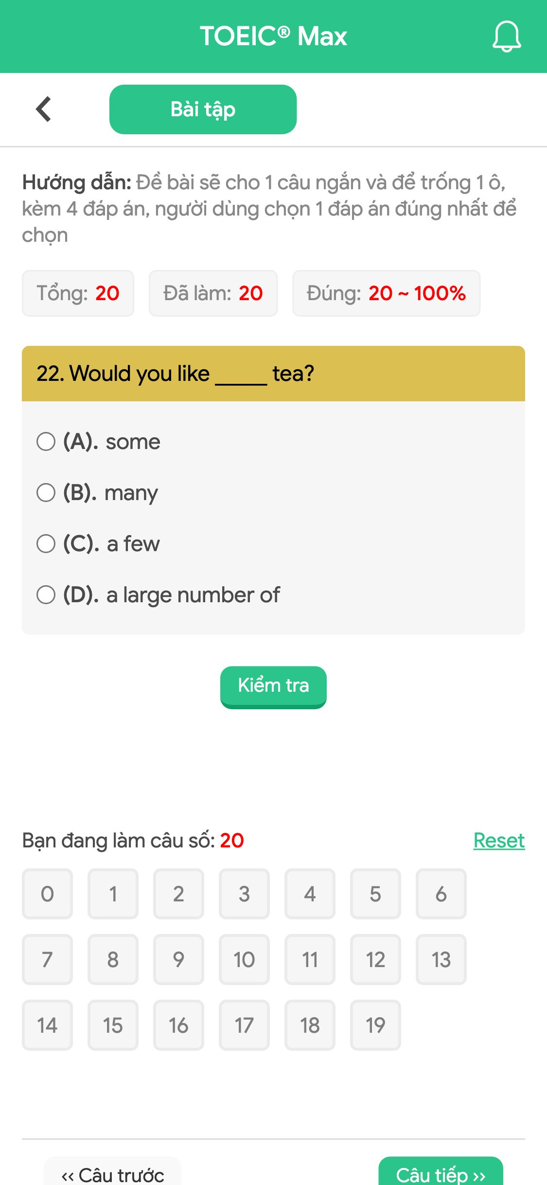 22. Would you like _____ tea?