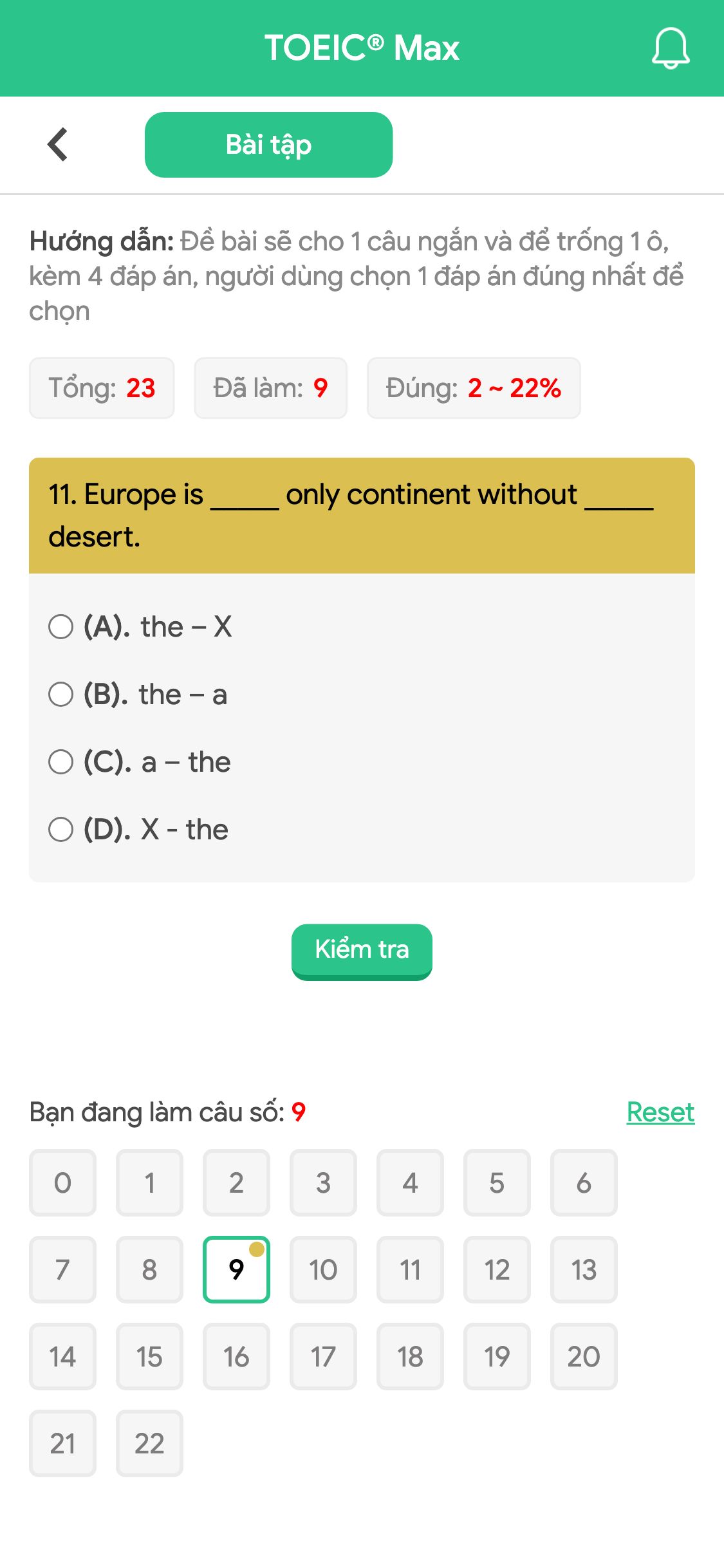 11. Europe is _____ only continent without _____ desert.