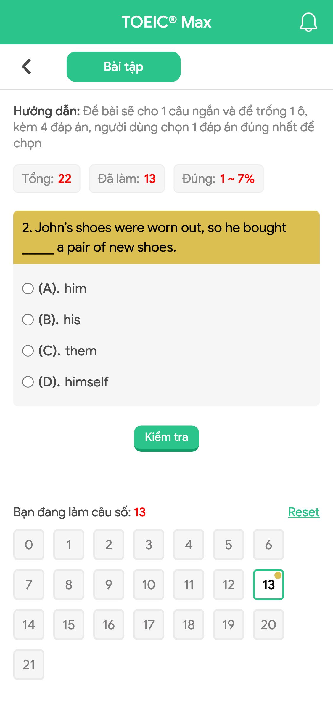 2. John’s shoes were worn out, so he bought _____ a pair of new shoes.