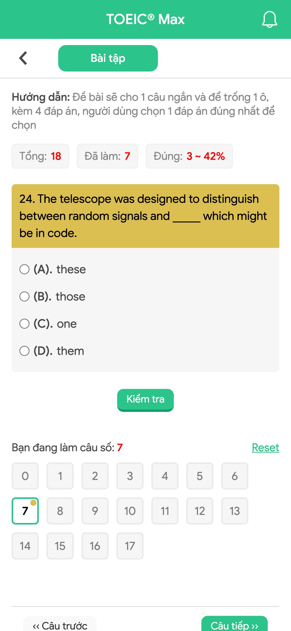 24. The telescope was designed to distinguish between random signals and _____ which might be in code.