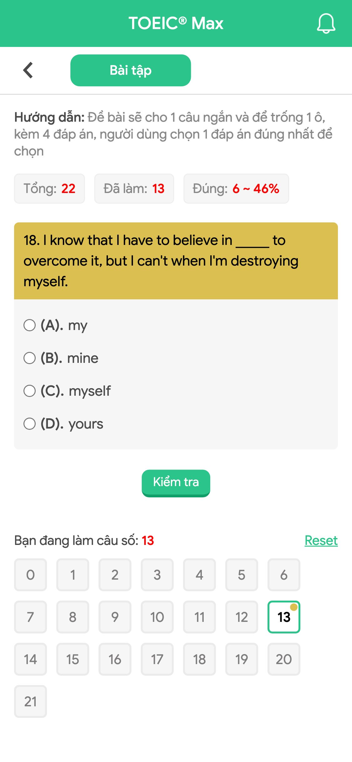 18. I know that I have to believe in _____ to overcome it, but I can't when I'm destroying myself.
