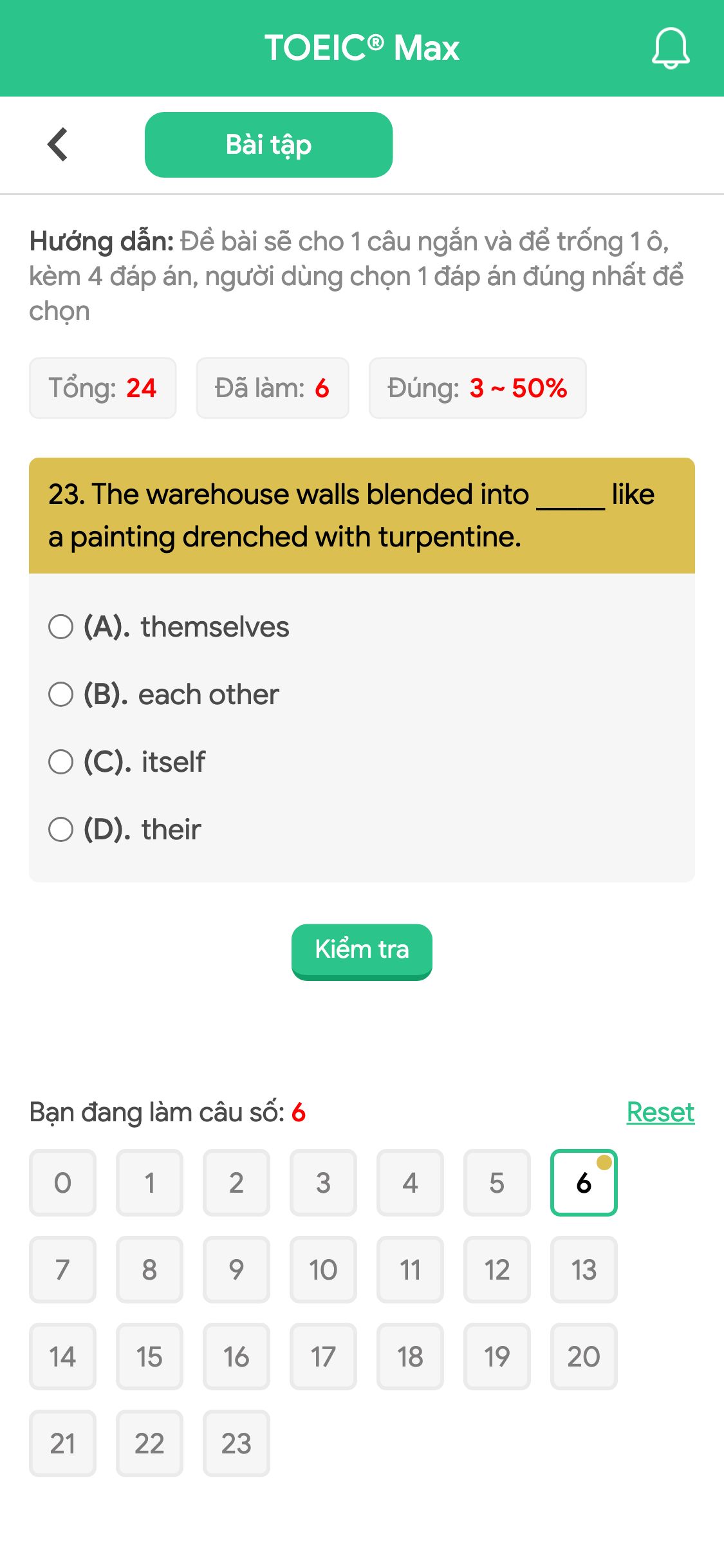 23. The warehouse walls blended into _____ like a painting drenched with turpentine.