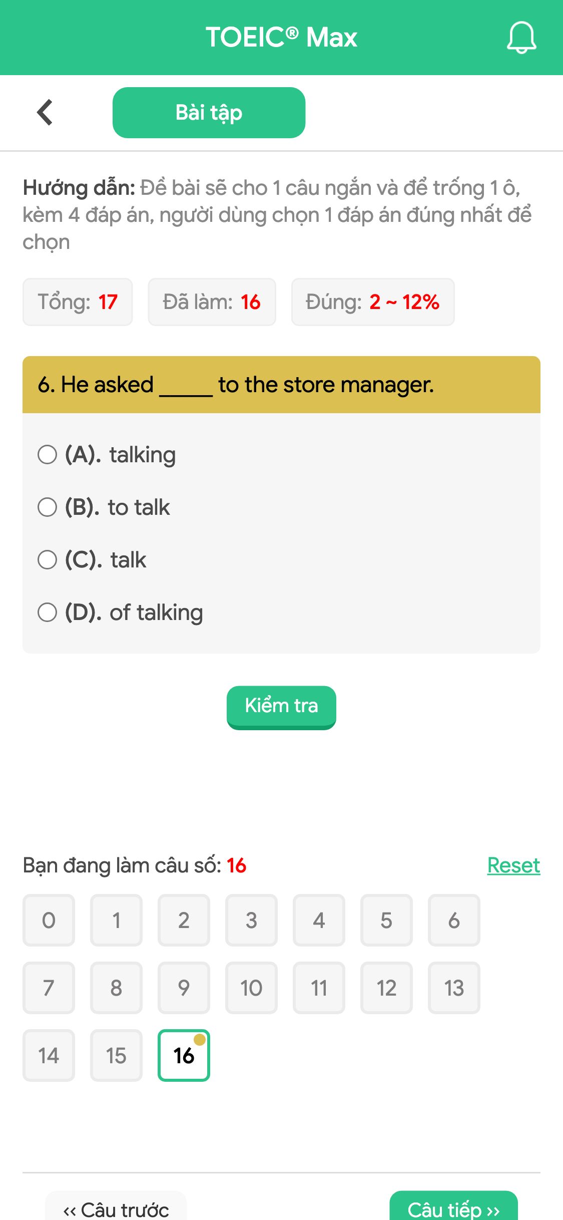 6. He asked _____ to the store manager.