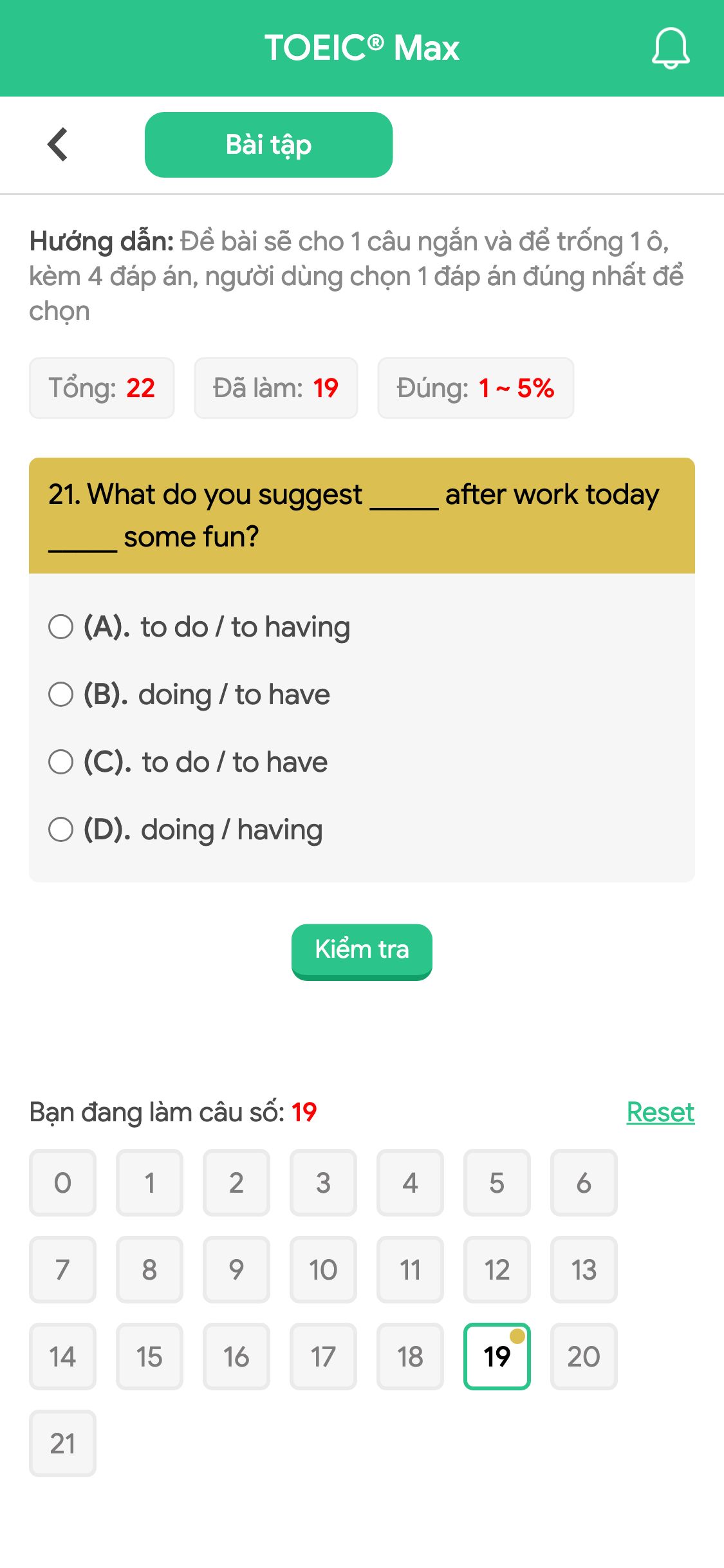 21. What do you suggest _____ after work today _____ some fun?