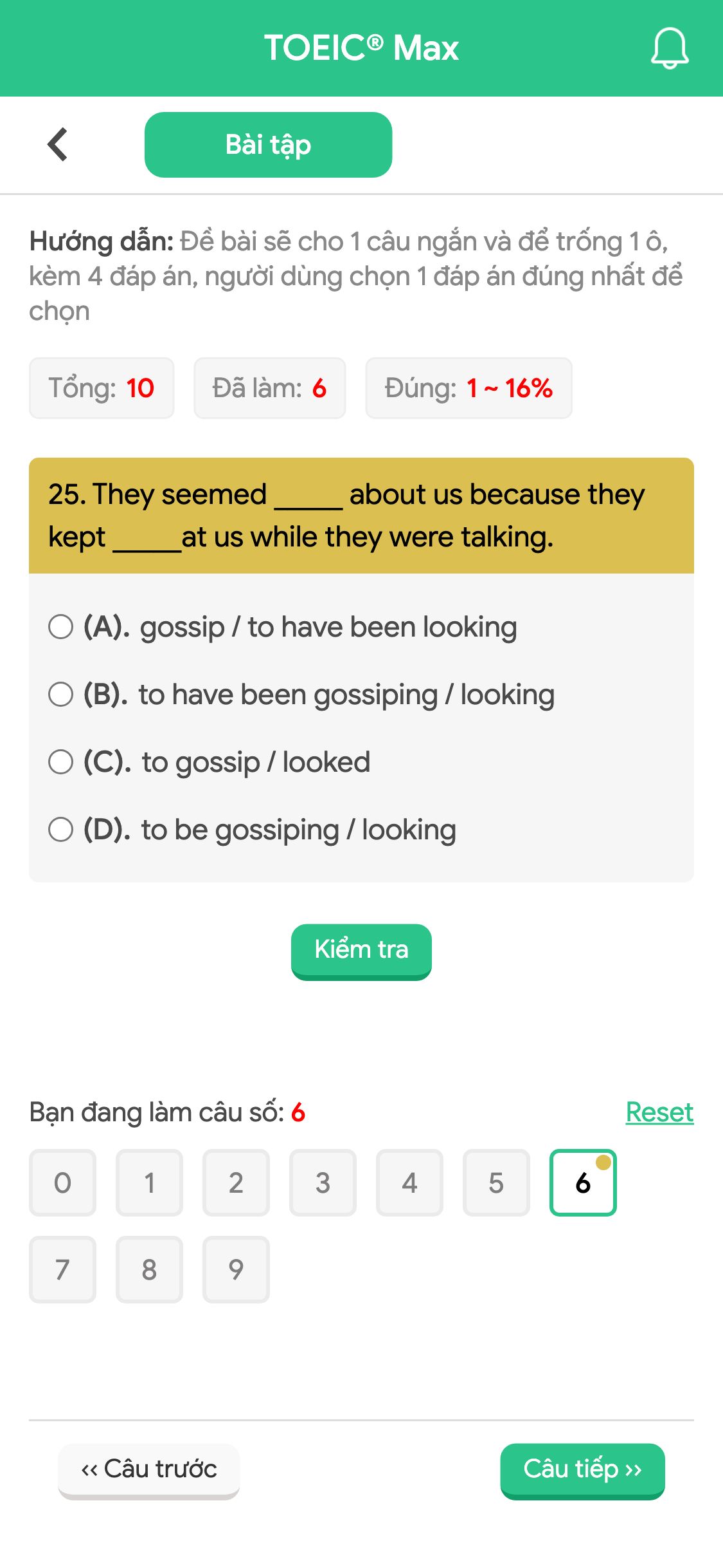 25. They seemed _____ about us because they kept _____at us while they were talking.