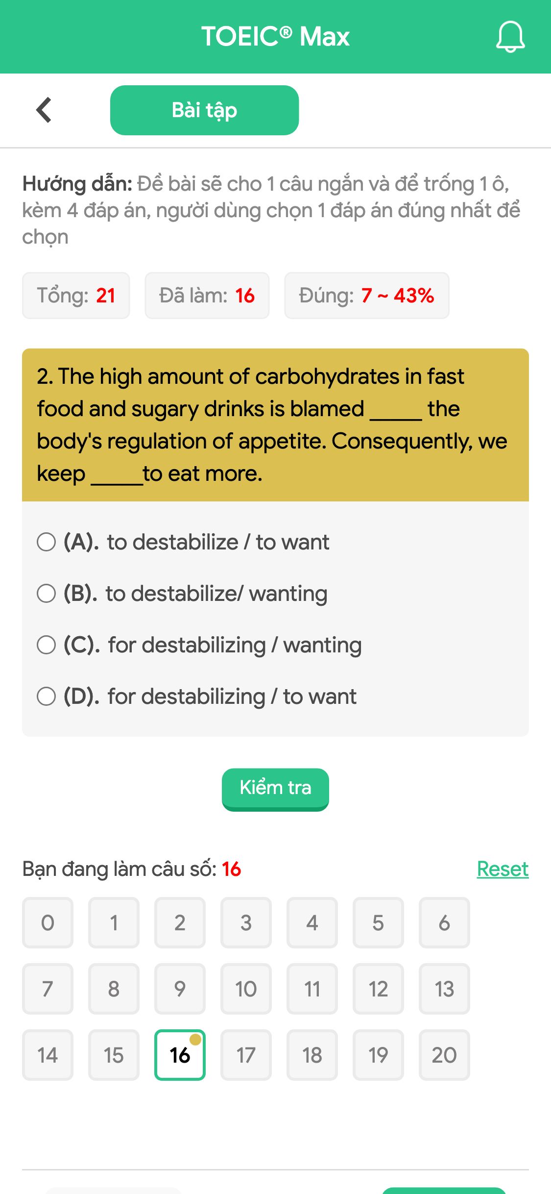 2. The high amount of carbohydrates in fast food and sugary drinks is blamed _____ the body's regulation of appetite. Consequently, we keep _____to eat more.