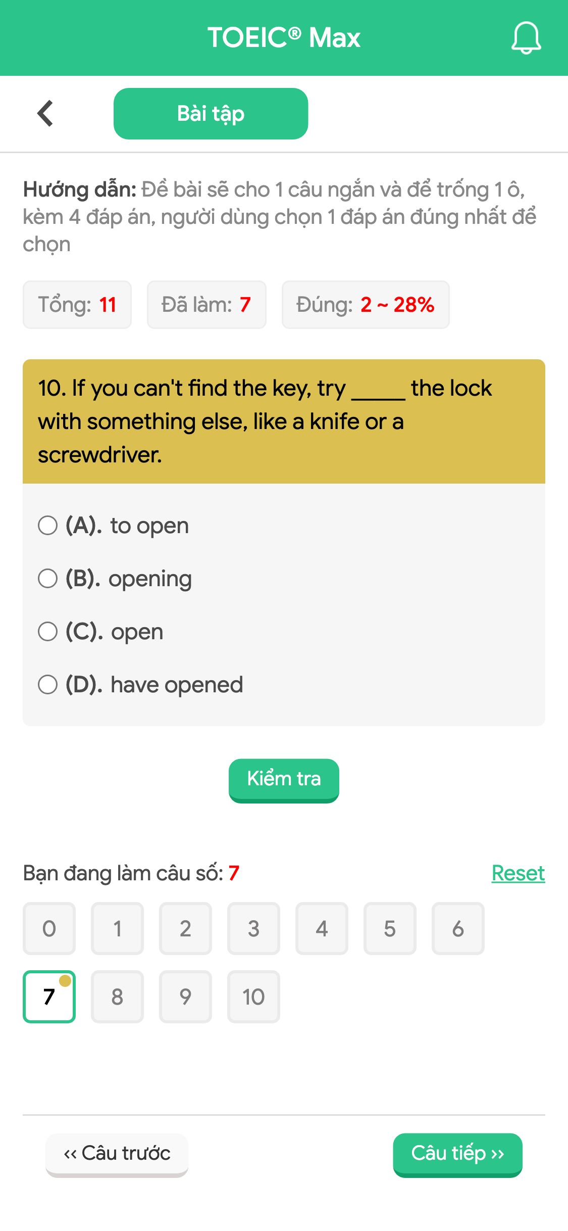10. If you can't find the key, try _____ the lock with something else, like a knife or a screwdriver.