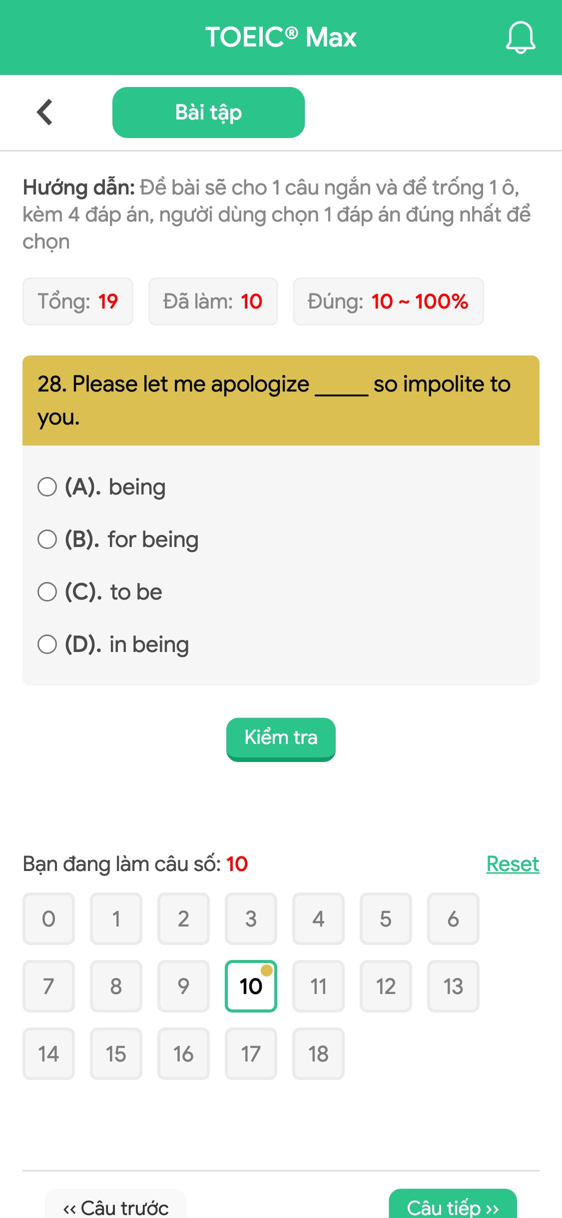 28. Please let me apologize _____ so impolite to you.