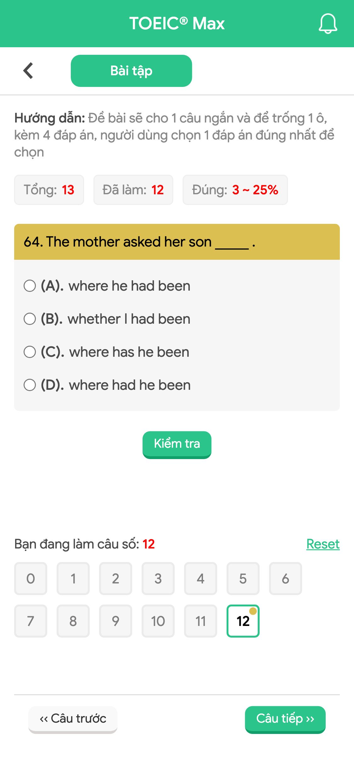 64. The mother asked her son _____ .
