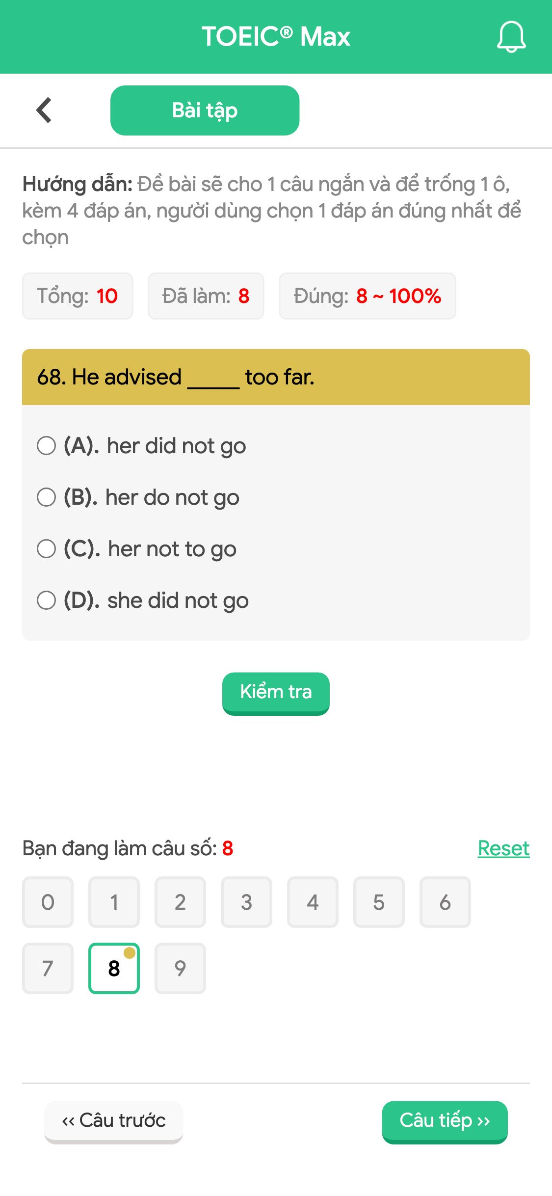 68. He advised _____ too far.