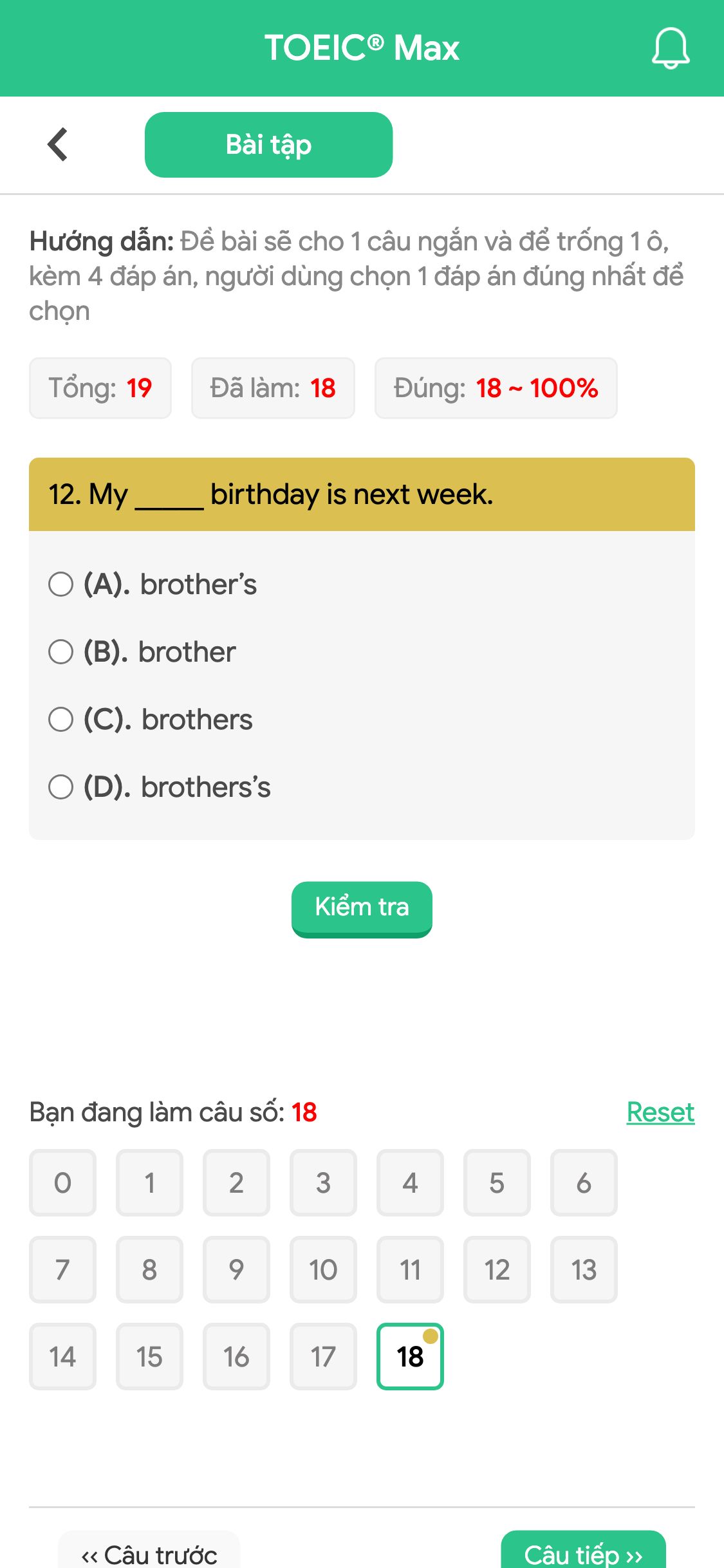 12. My _____ birthday is next week.