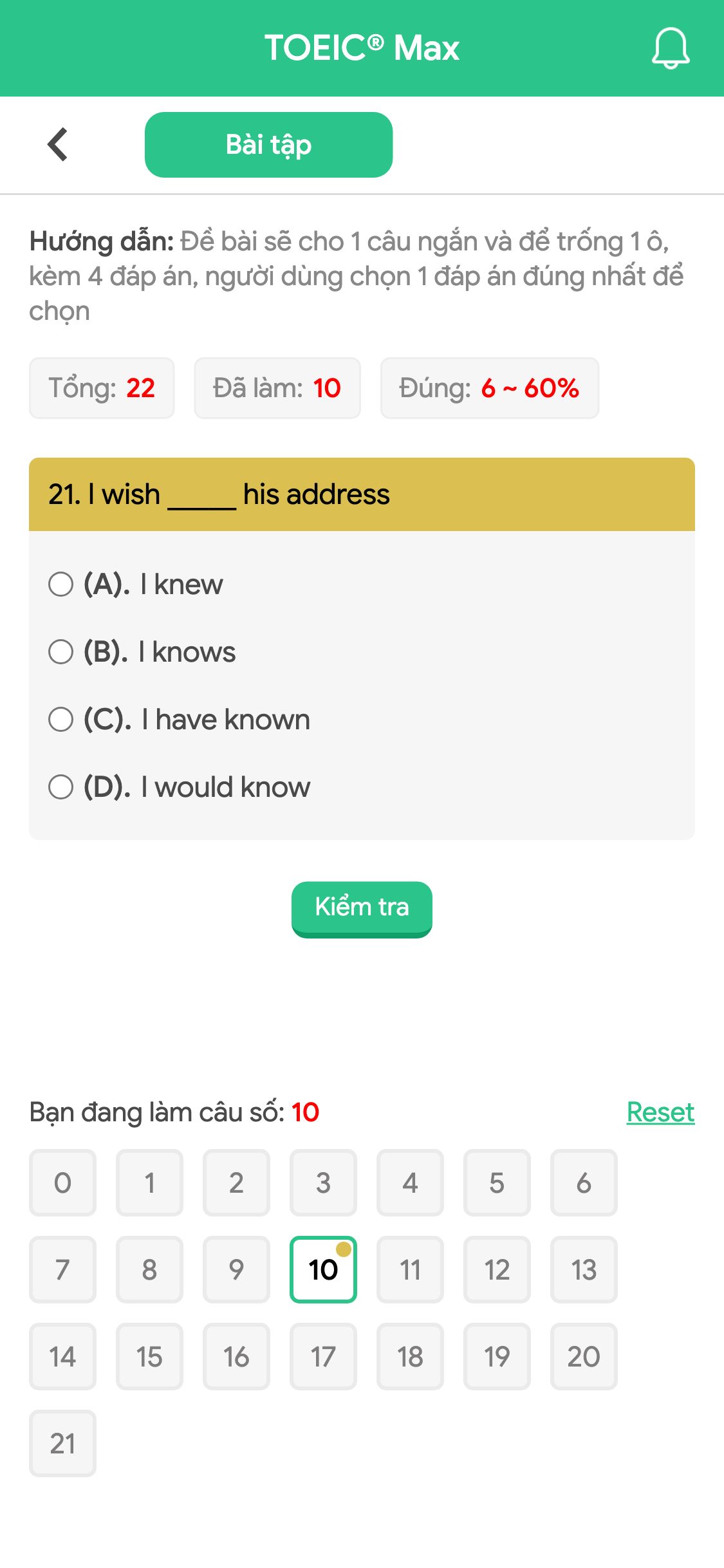 21. I wish _____ his address