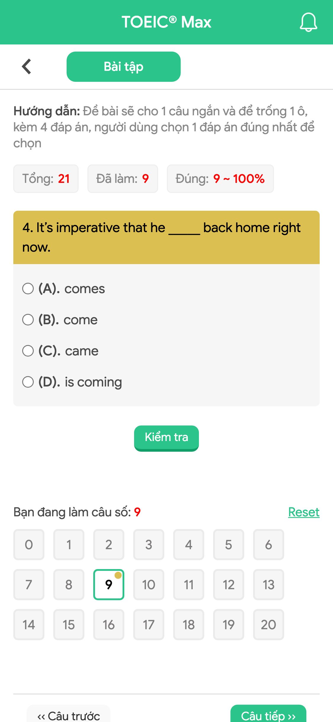 4. It’s imperative that he _____ back home right now.