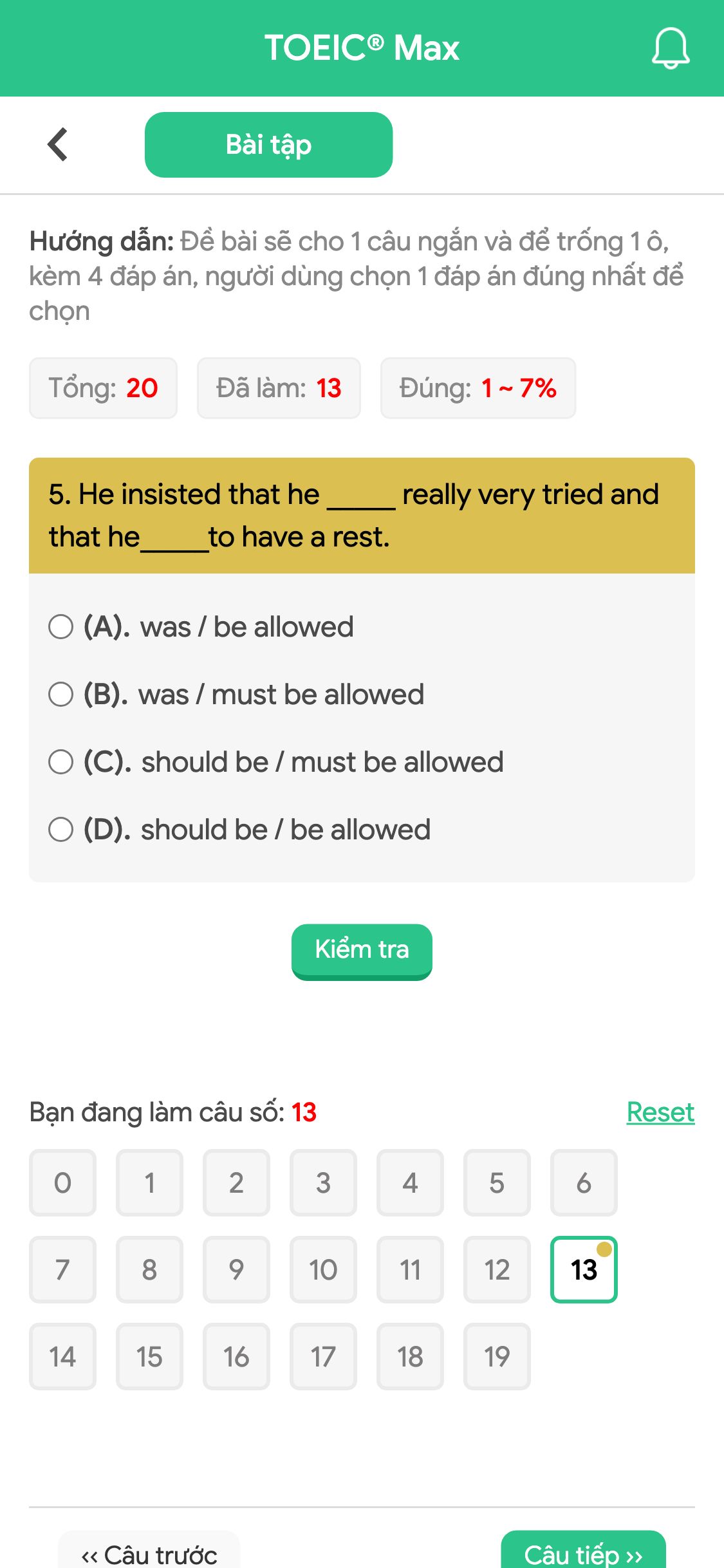 5. He insisted that he _____ really very tried and that he_____to have a rest.