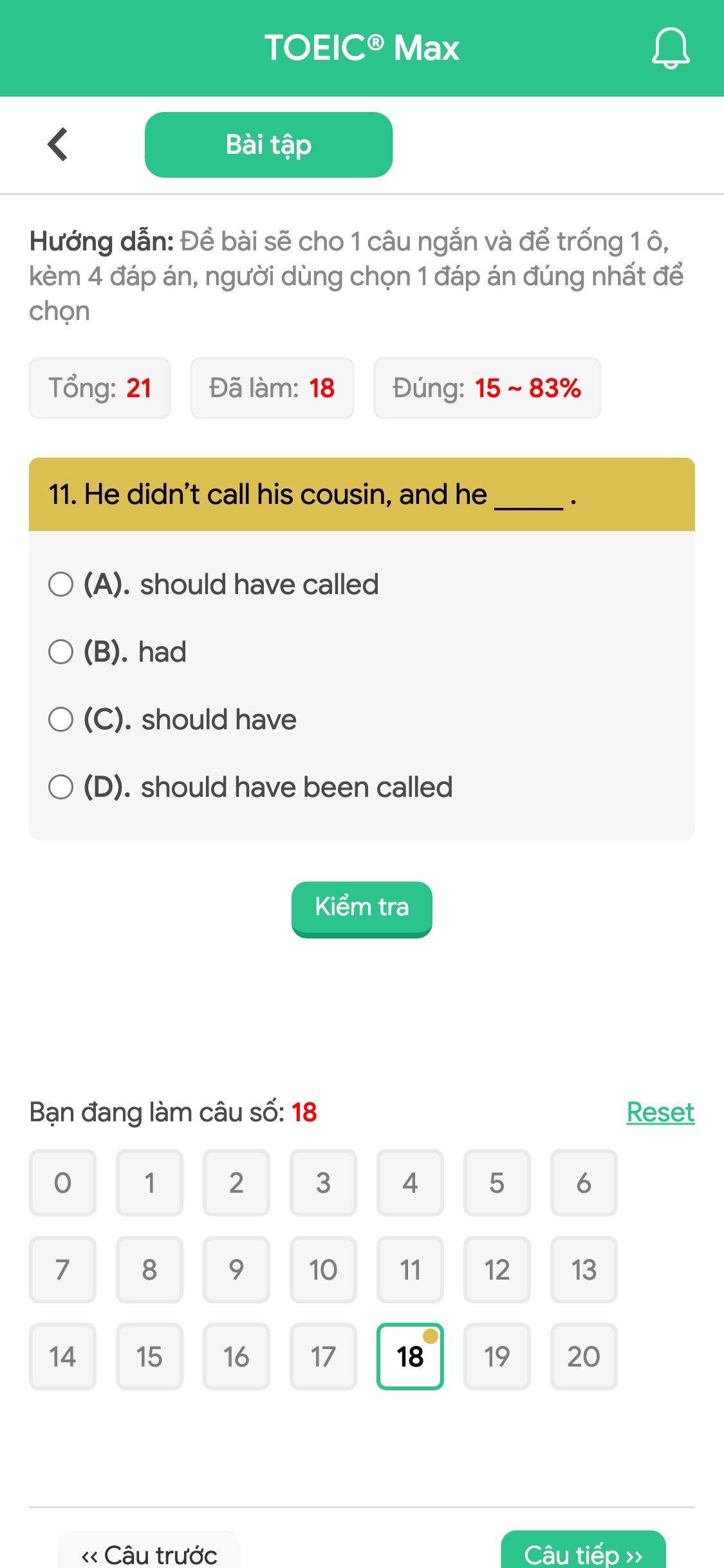 11. He didn’t call his cousin, and he _____ .