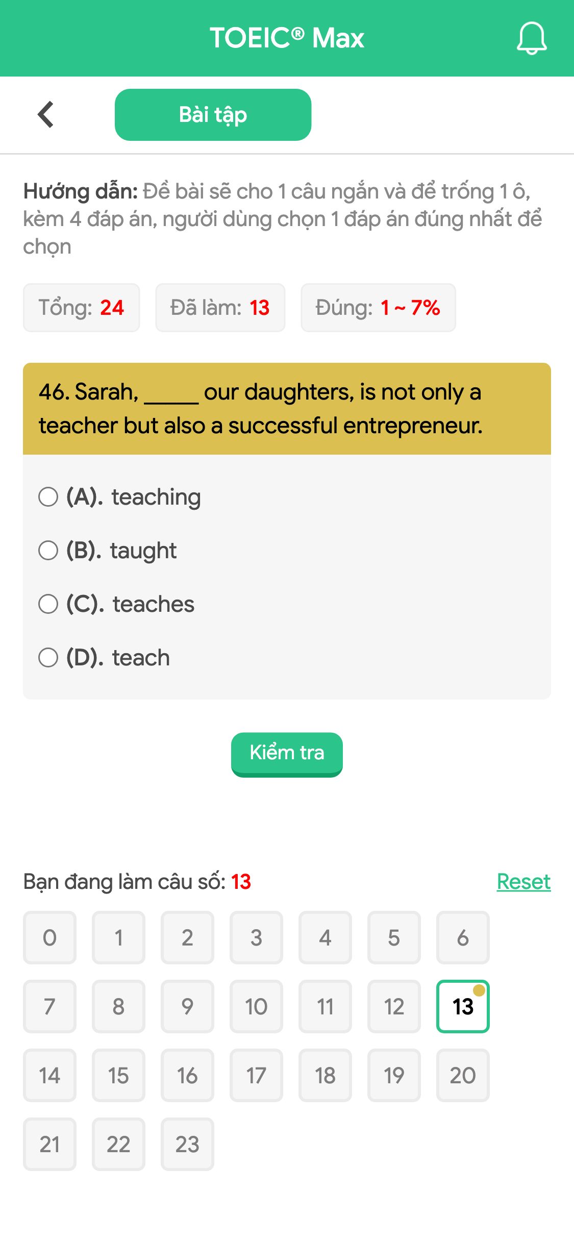 46. Sarah, _____ our daughters, is not only a teacher but also a successful entrepreneur.