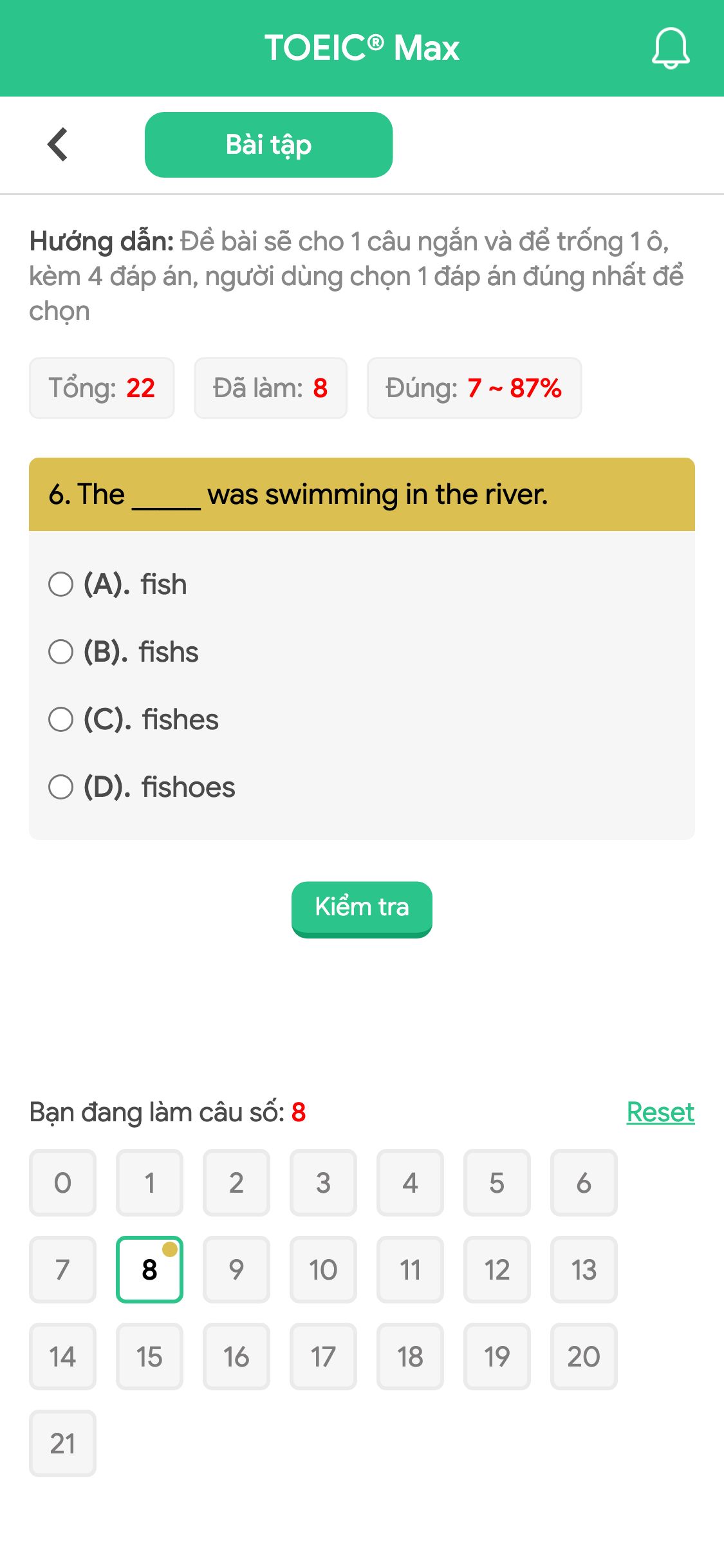 6. The _____ was swimming in the river.