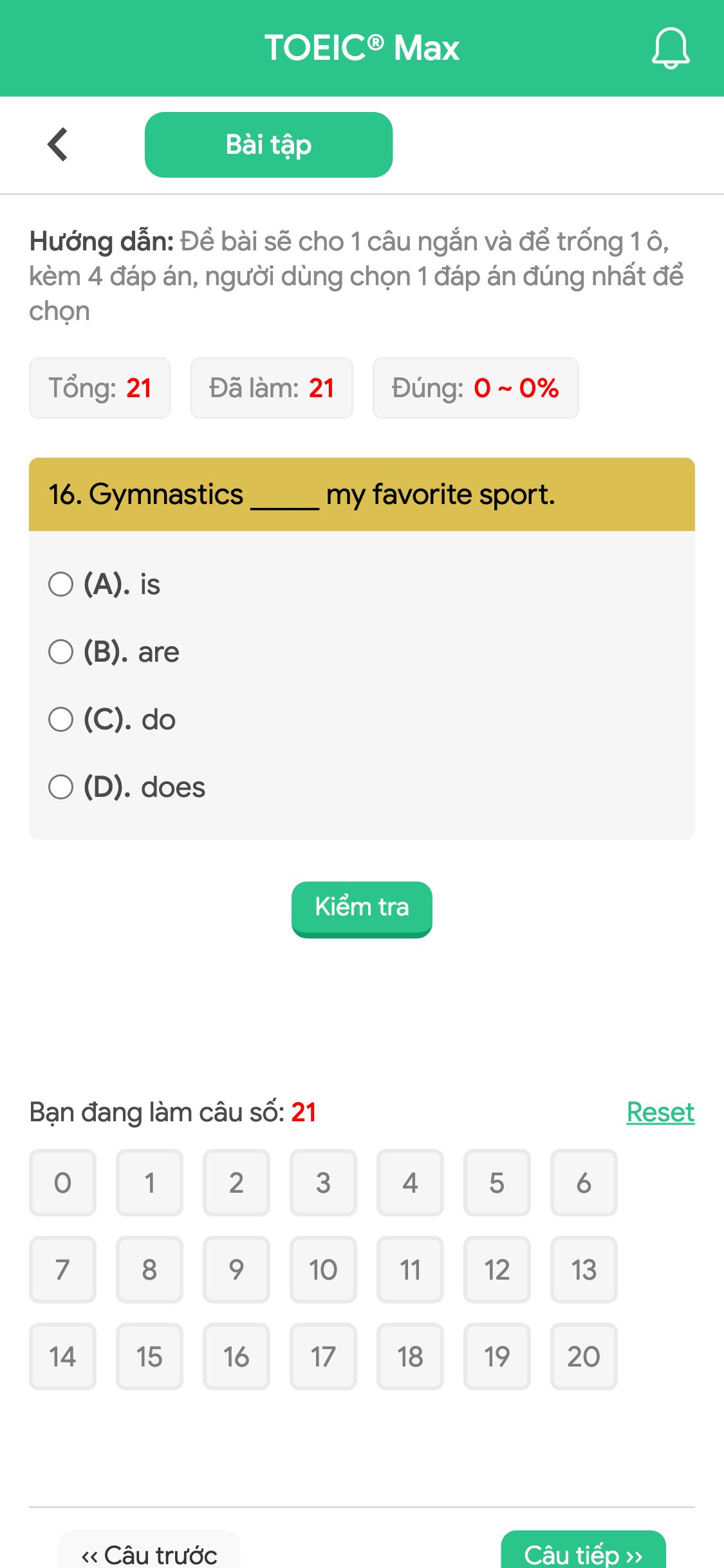 16. Gymnastics _____ my favorite sport.