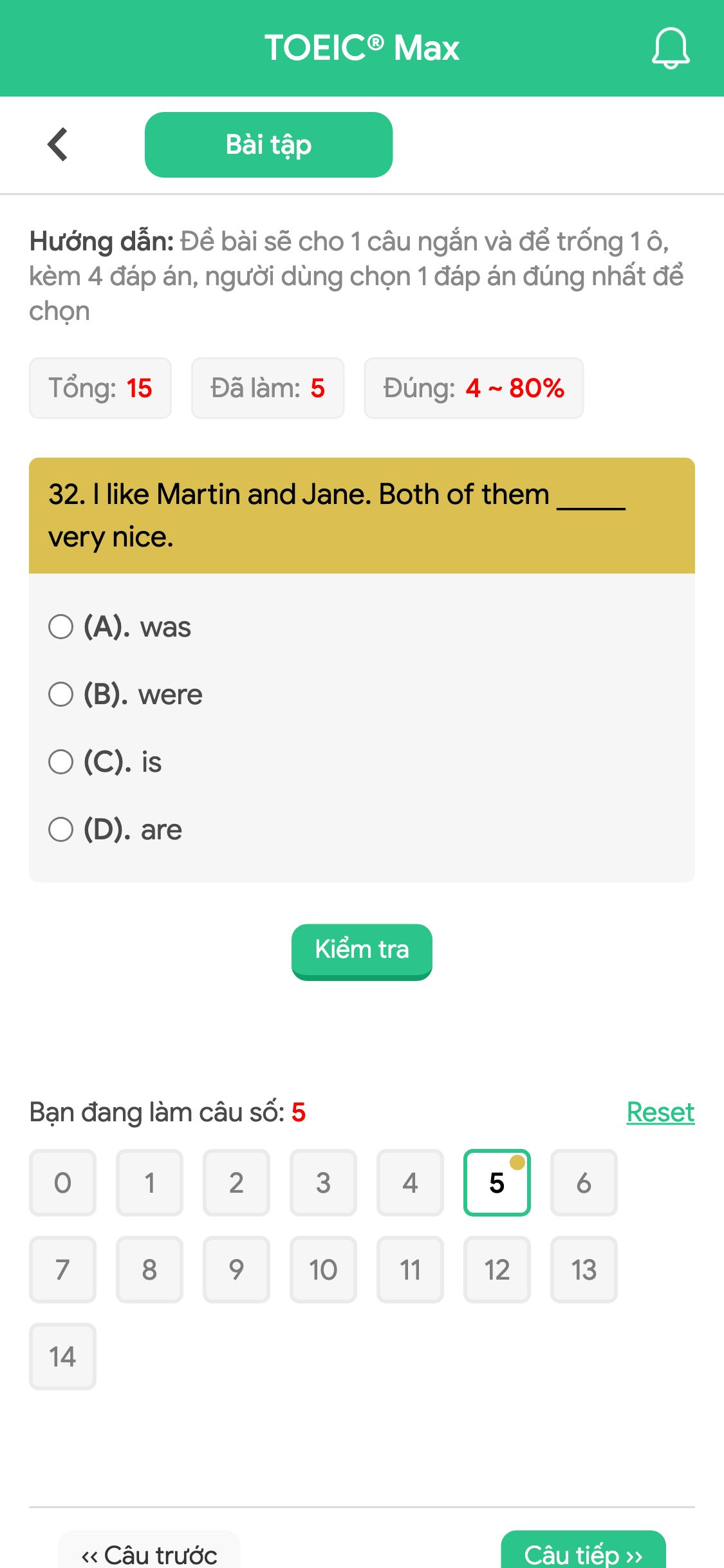 32. I like Martin and Jane. Both of them _____ very nice.