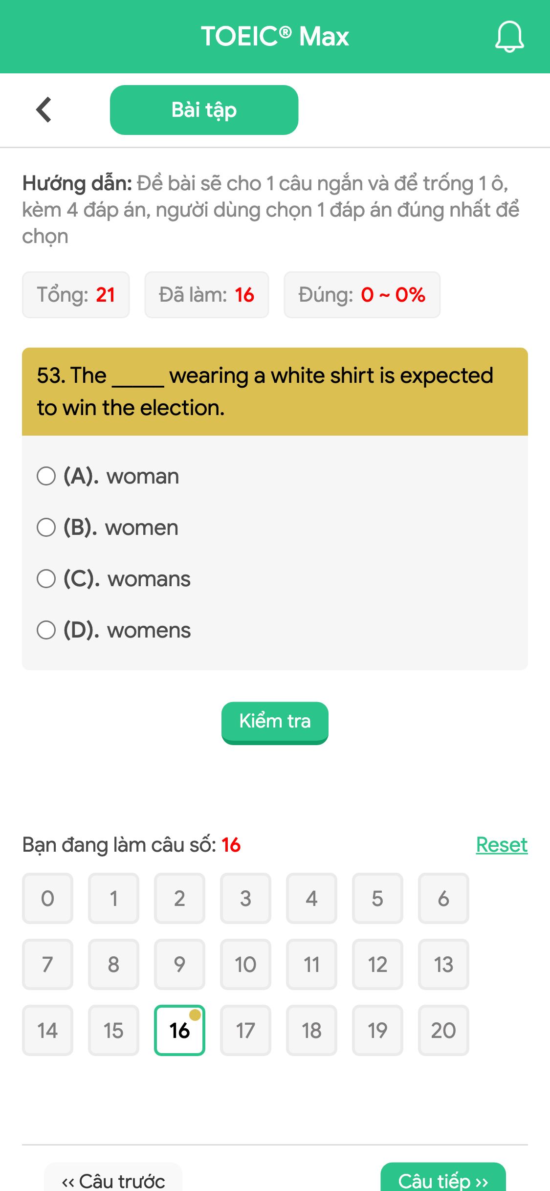 53. The _____ wearing a white shirt is expected to win the election.