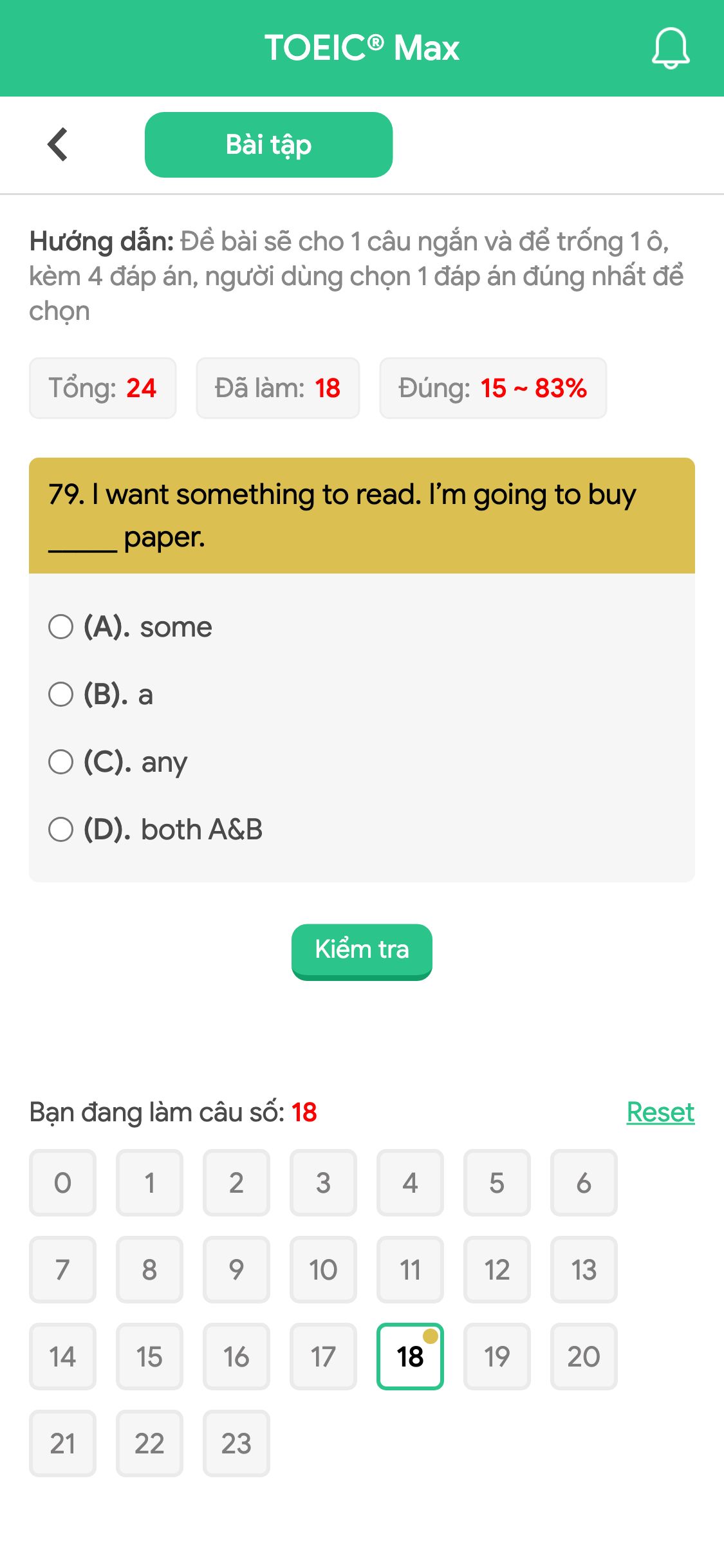 79. I want something to read. I’m going to buy _____ paper.