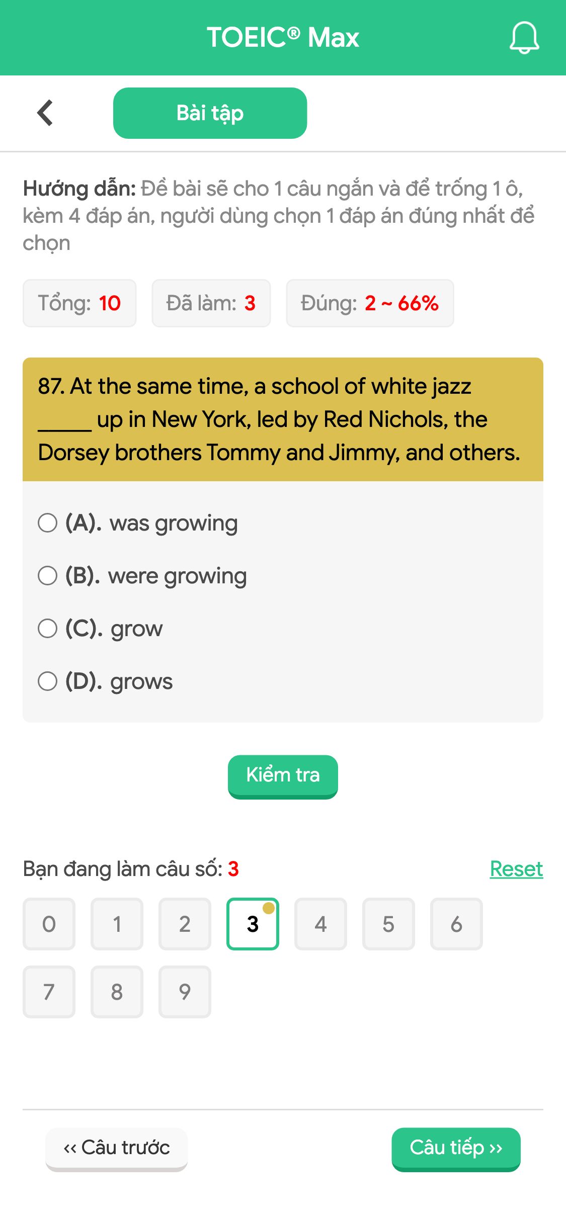 87. At the same time, a school of white jazz _____ up in New York, led by Red Nichols, the Dorsey brothers Tommy and Jimmy, and others.