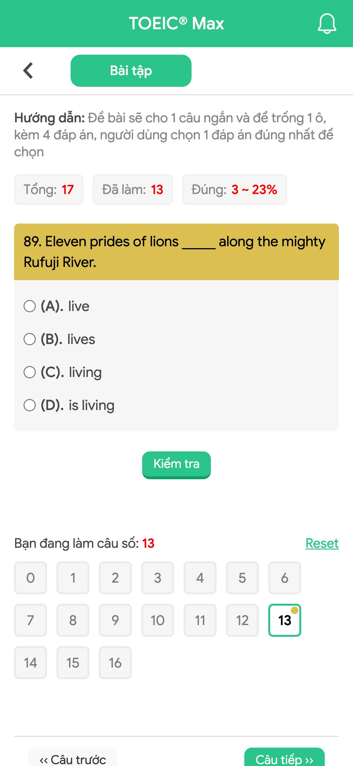 89. Eleven prides of lions _____ along the mighty Rufuji River.