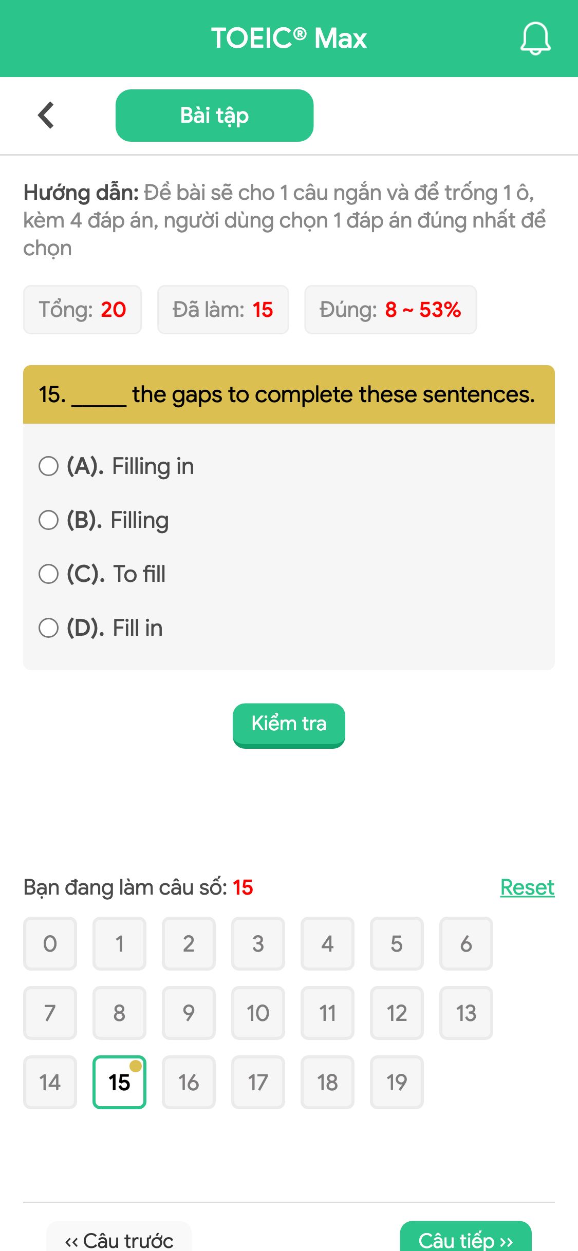 15. _____ the gaps to complete these sentences.