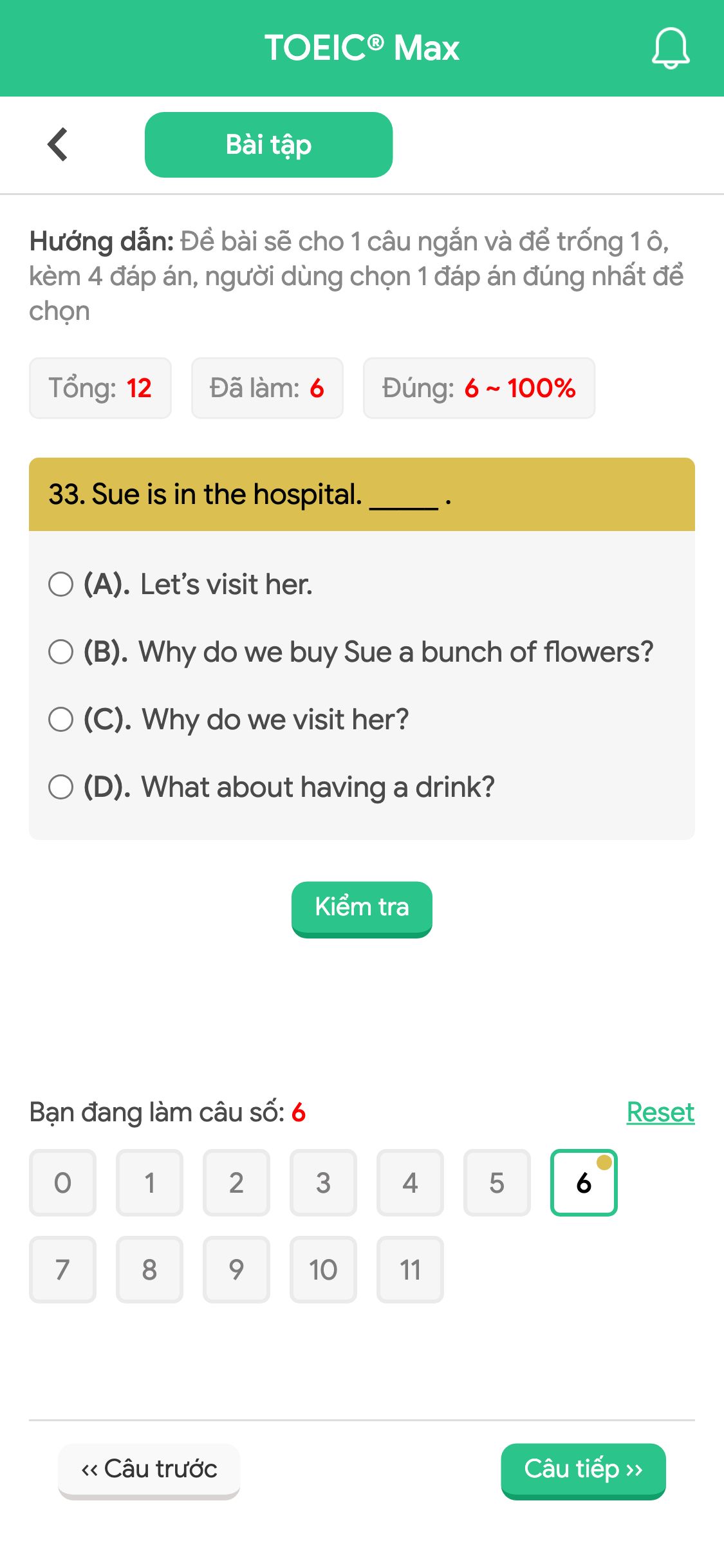 33. Sue is in the hospital. _____ .