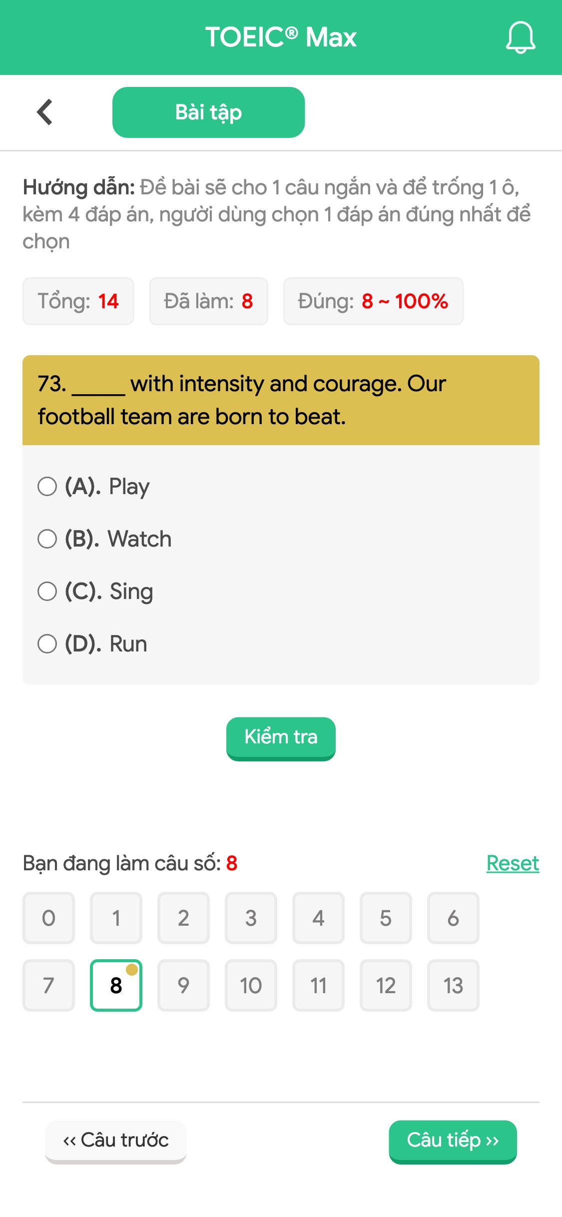73. _____ with intensity and courage. Our football team are born to beat.