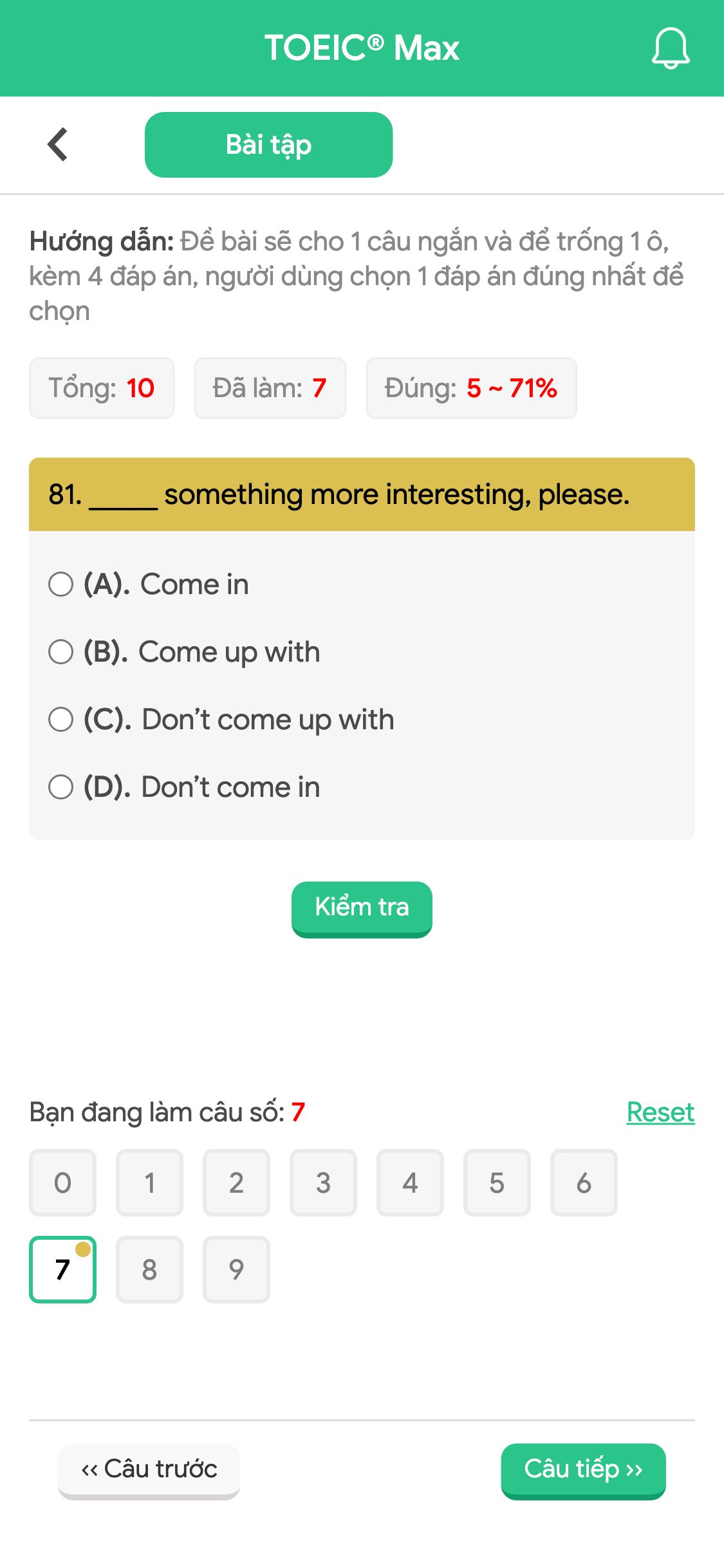 81. _____ something more interesting, please.