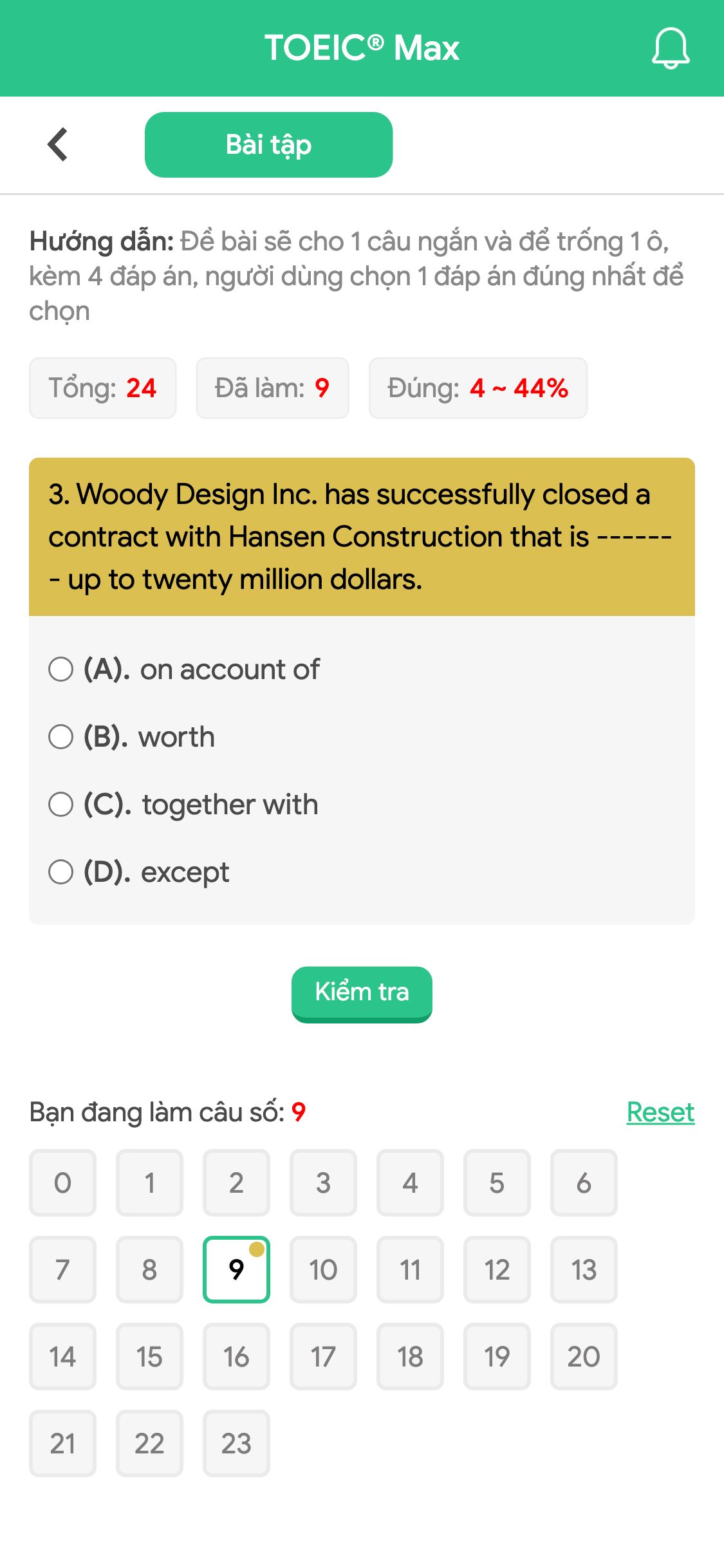 3. Woody Design Inc. has successfully closed a contract with Hansen Construction that is ------- up to twenty million dollars.