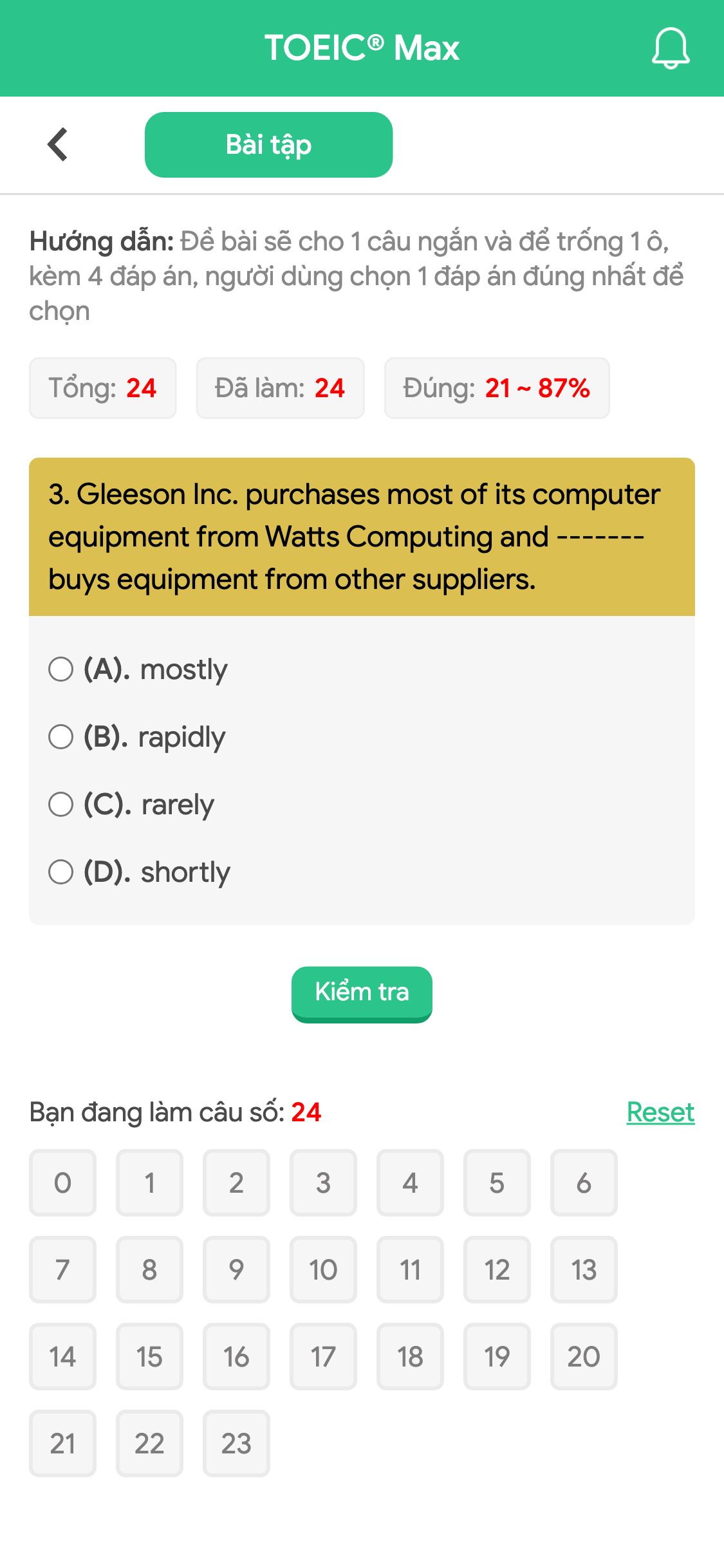 3. Gleeson Inc. purchases most of its computer equipment from Watts Computing and ------- buys equipment from other suppliers.