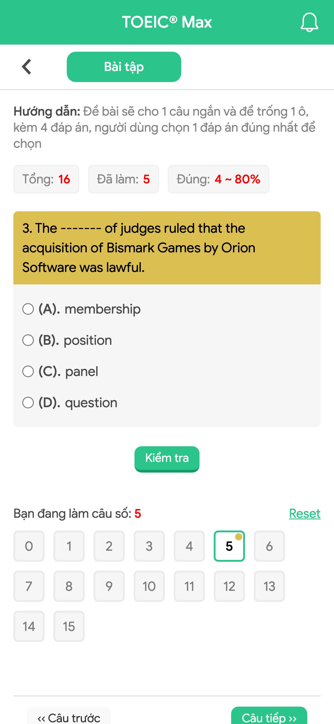 3. The ------- of judges ruled that the acquisition of Bismark Games by Orion Software was lawful.
